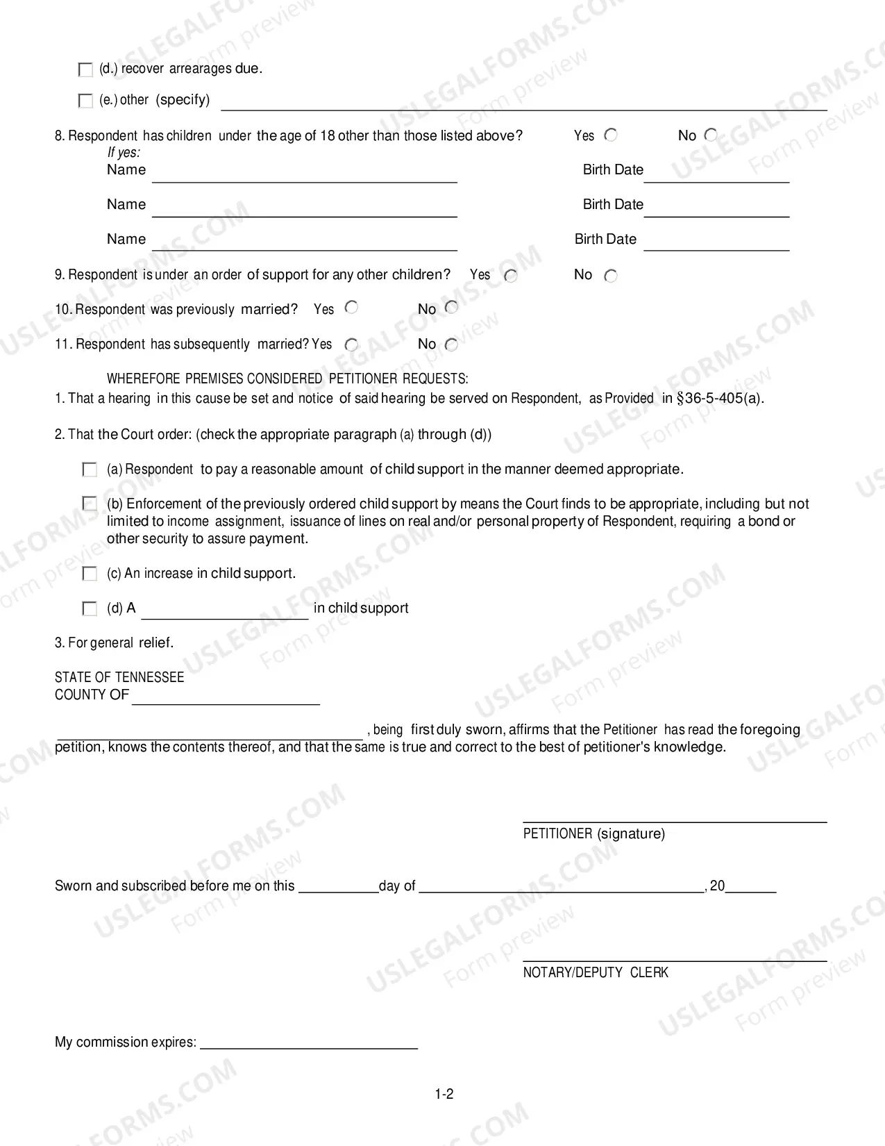 Preview Petition to Modify Child Support