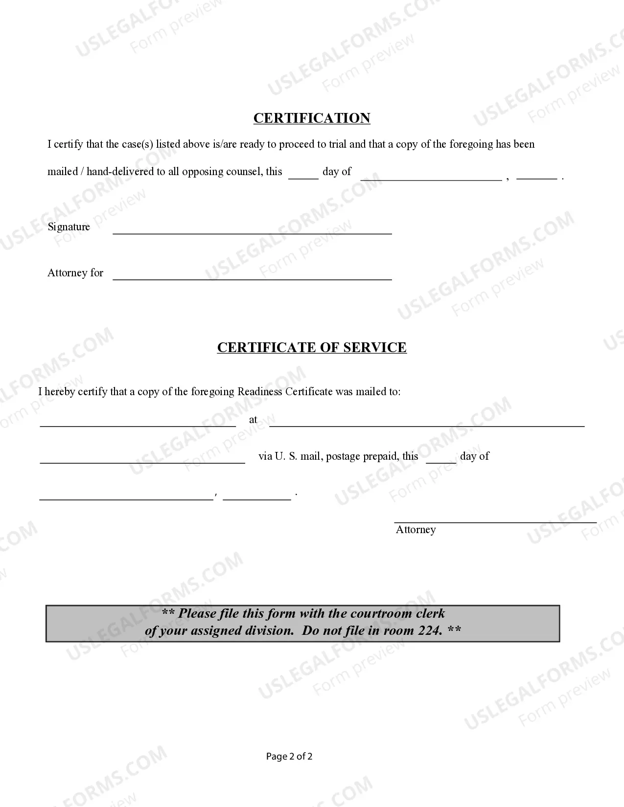 Preview Readiness Certificate