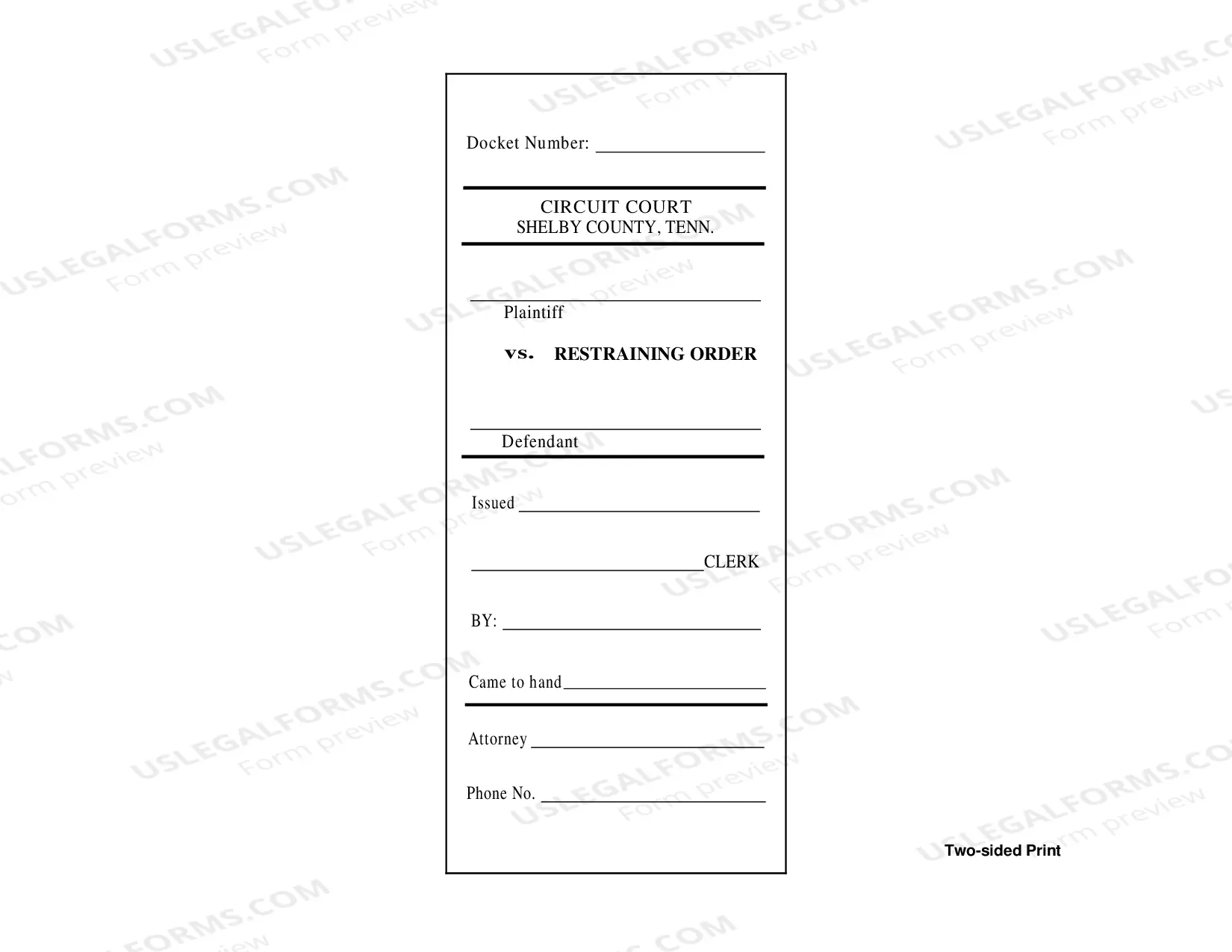 Preview Restraining Order
