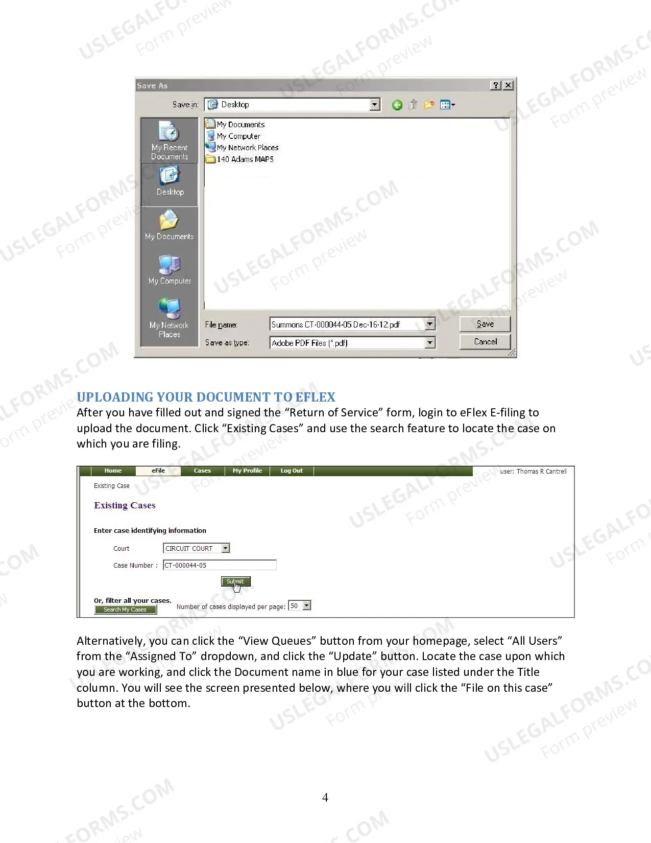 Preview Return of Service form Instructions