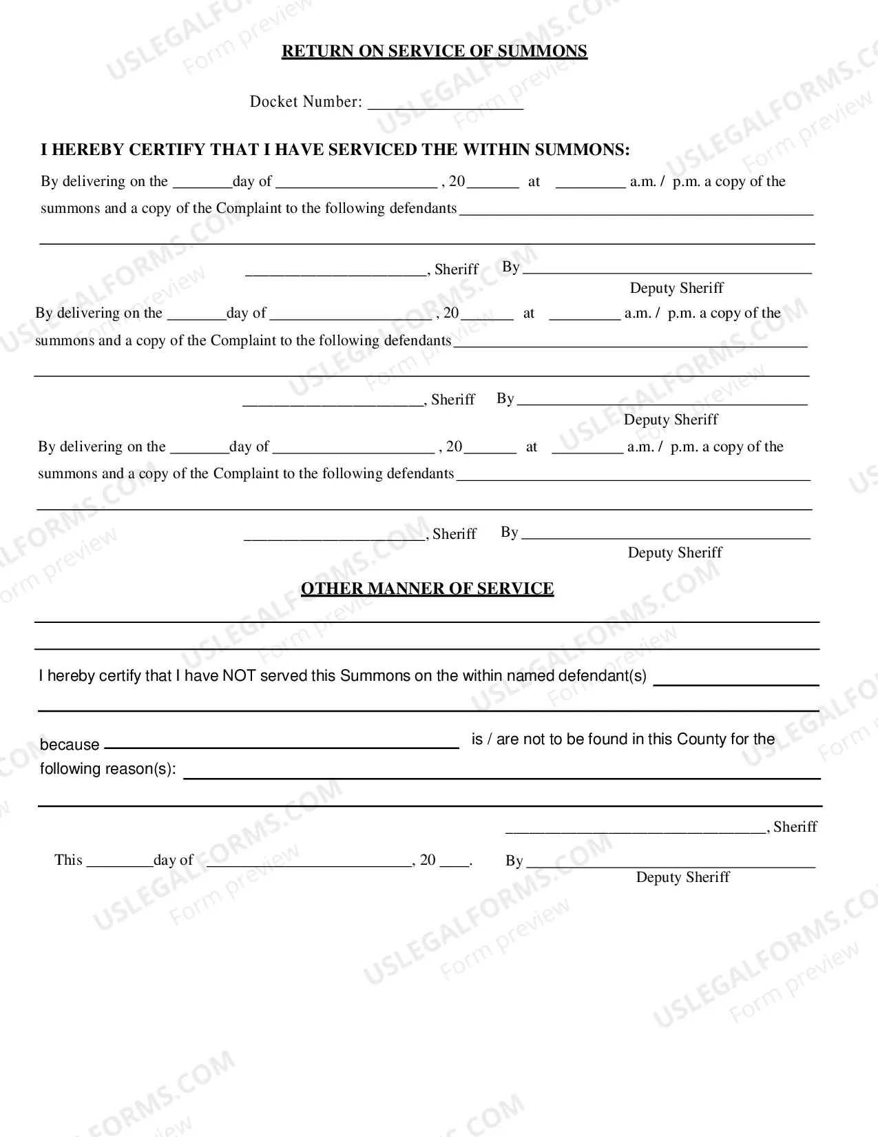 Preview Summons for a Third Party