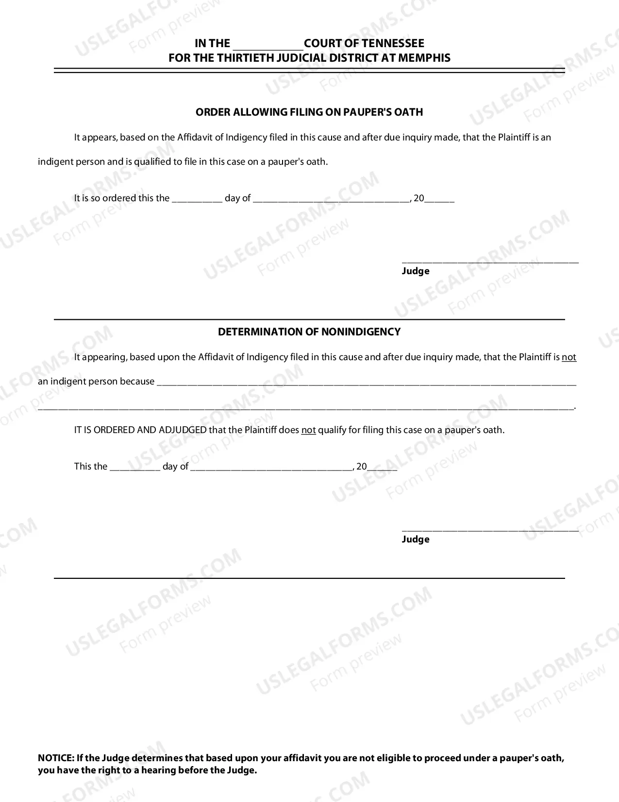 Preview Indigency Affidavit