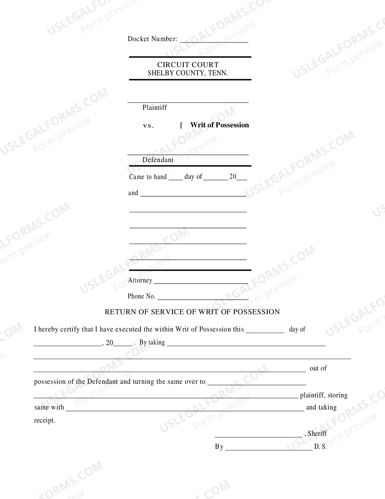 Preview Writ of Possession