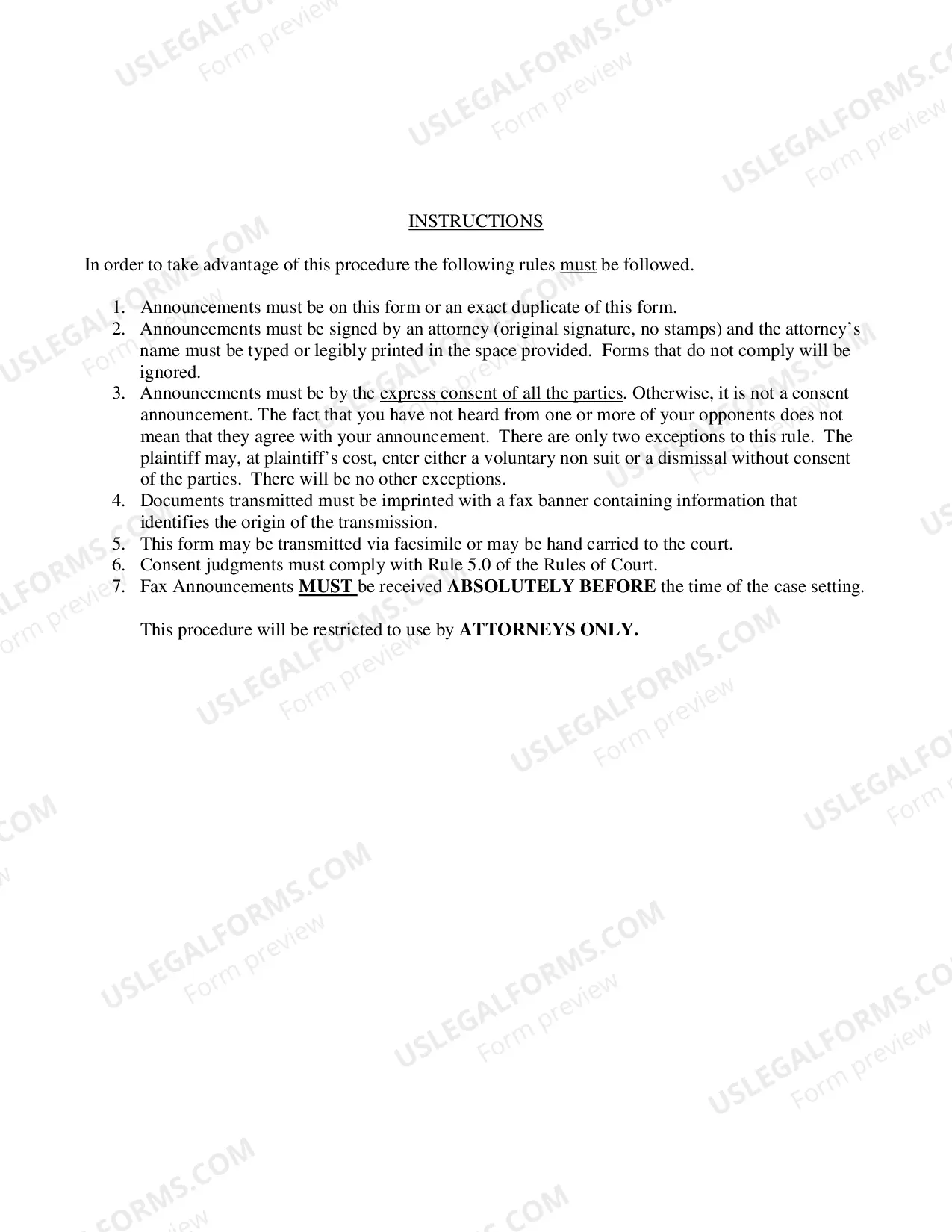 Preview Consent Announcement(Attorney Use Only)
