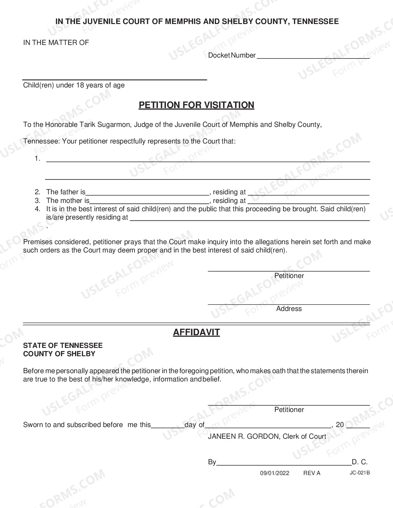 Preview Petition for visitation