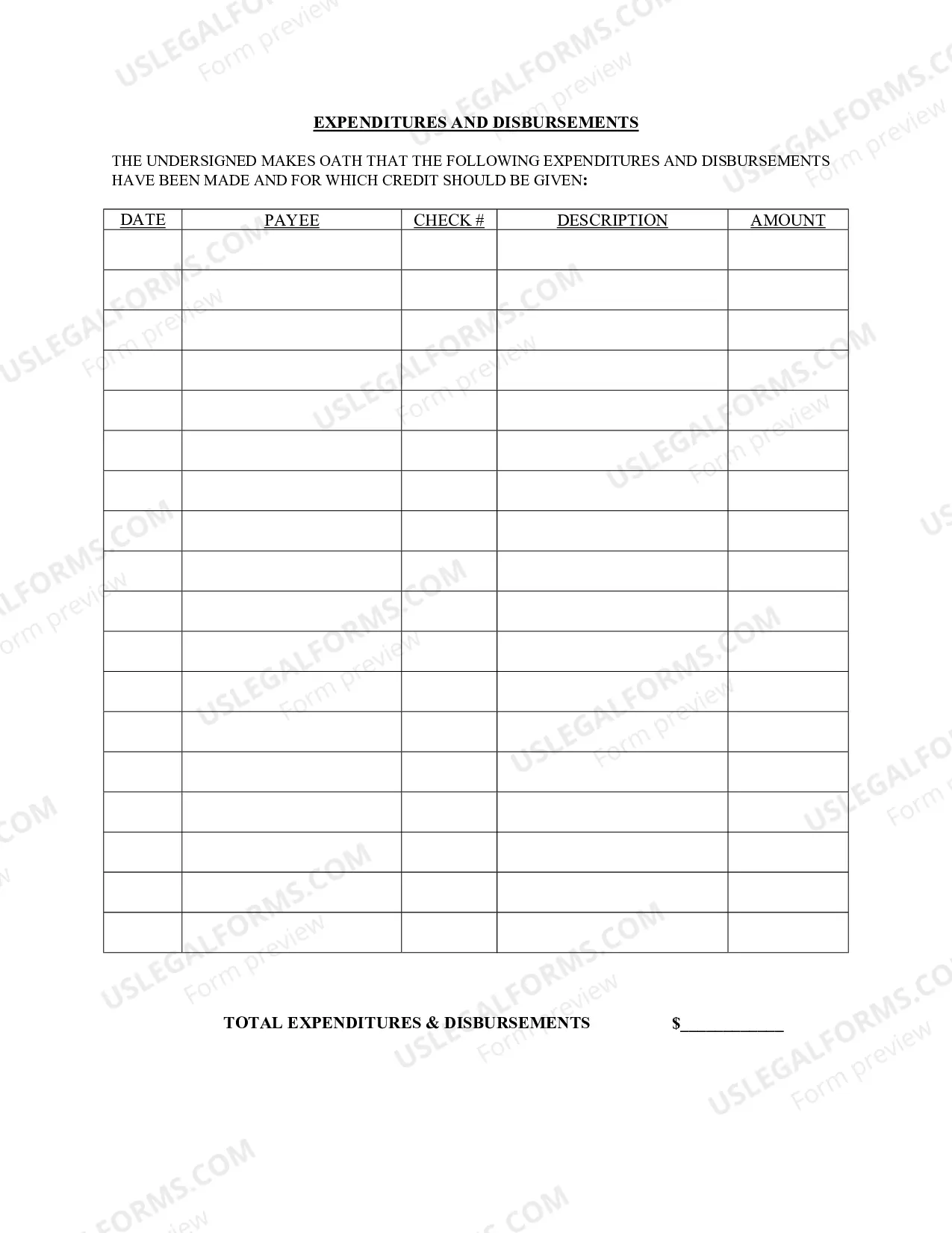 Preview Accounting Form