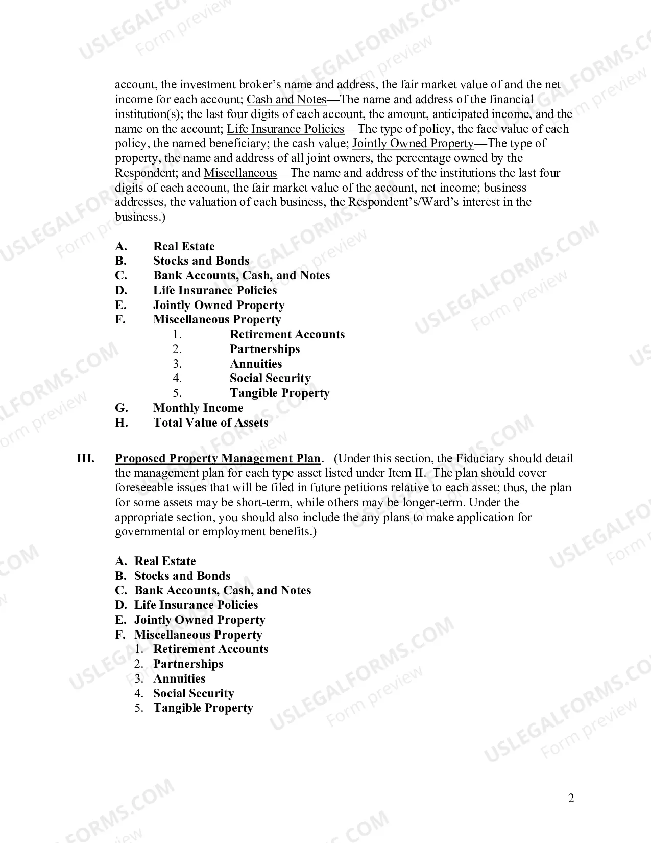 Preview Property Management Plan (Fill-in Form)
