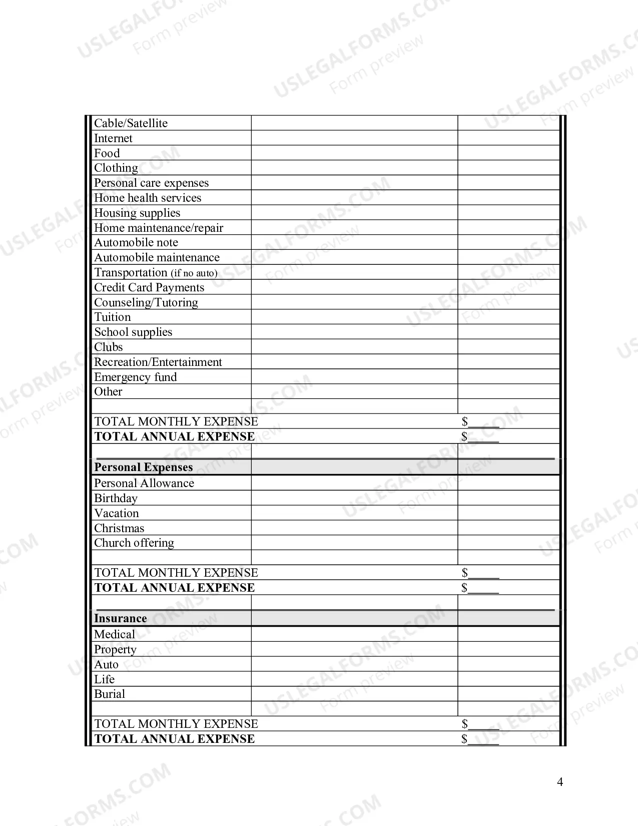 Preview Property Management Plan (Fill-in Form)