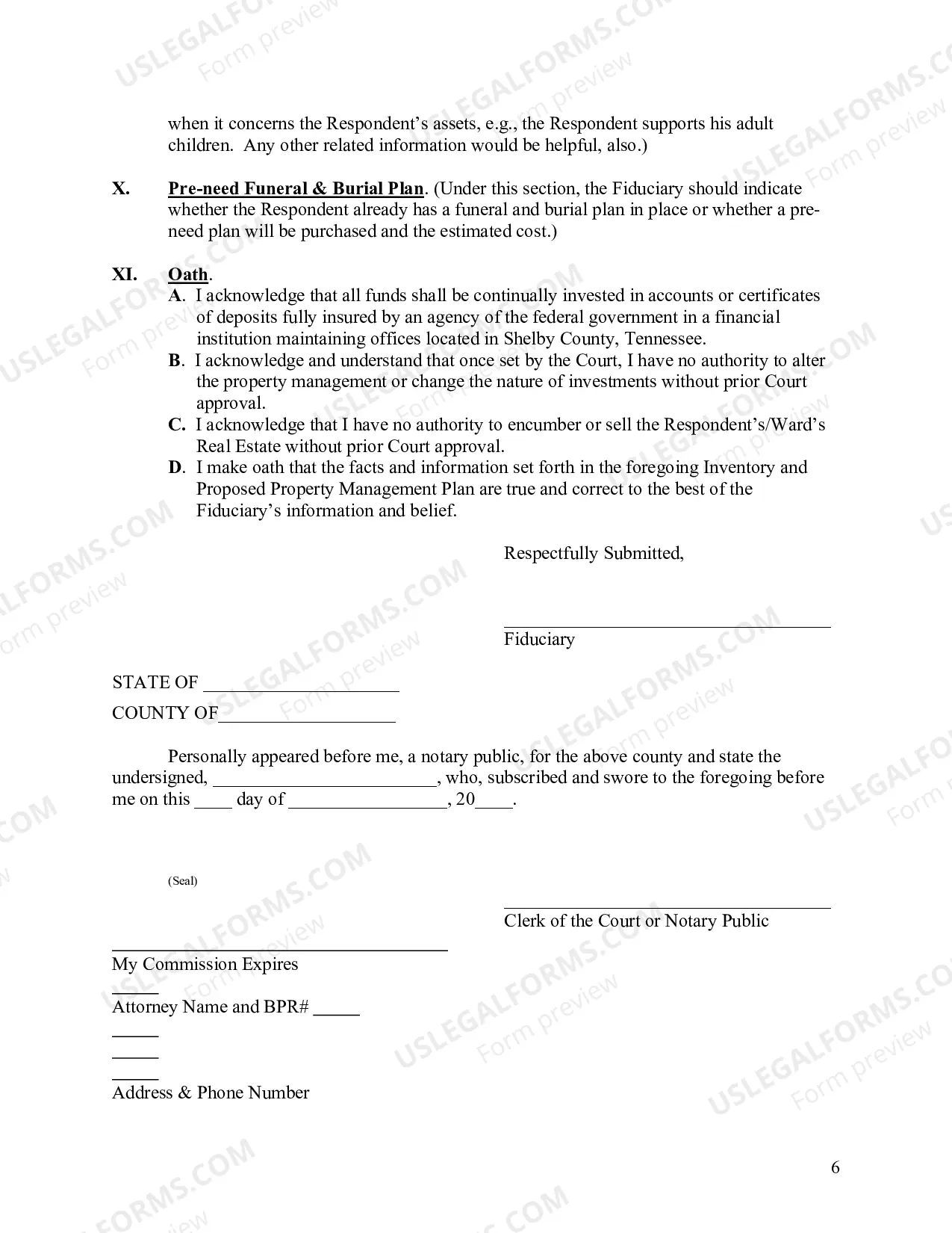 Preview Property Management Plan (Fill-in Form)