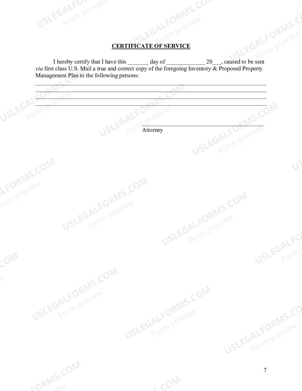 Preview Property Management Plan (Fill-in Form)