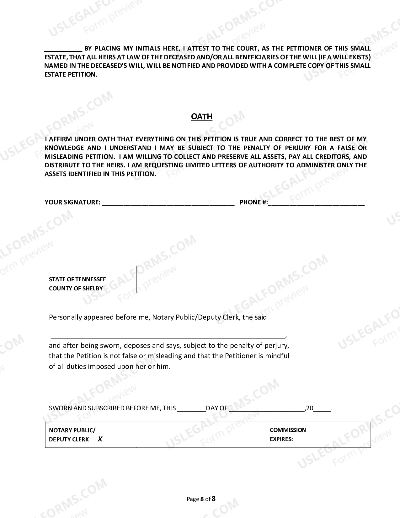 Preview Small Estate Affidavit