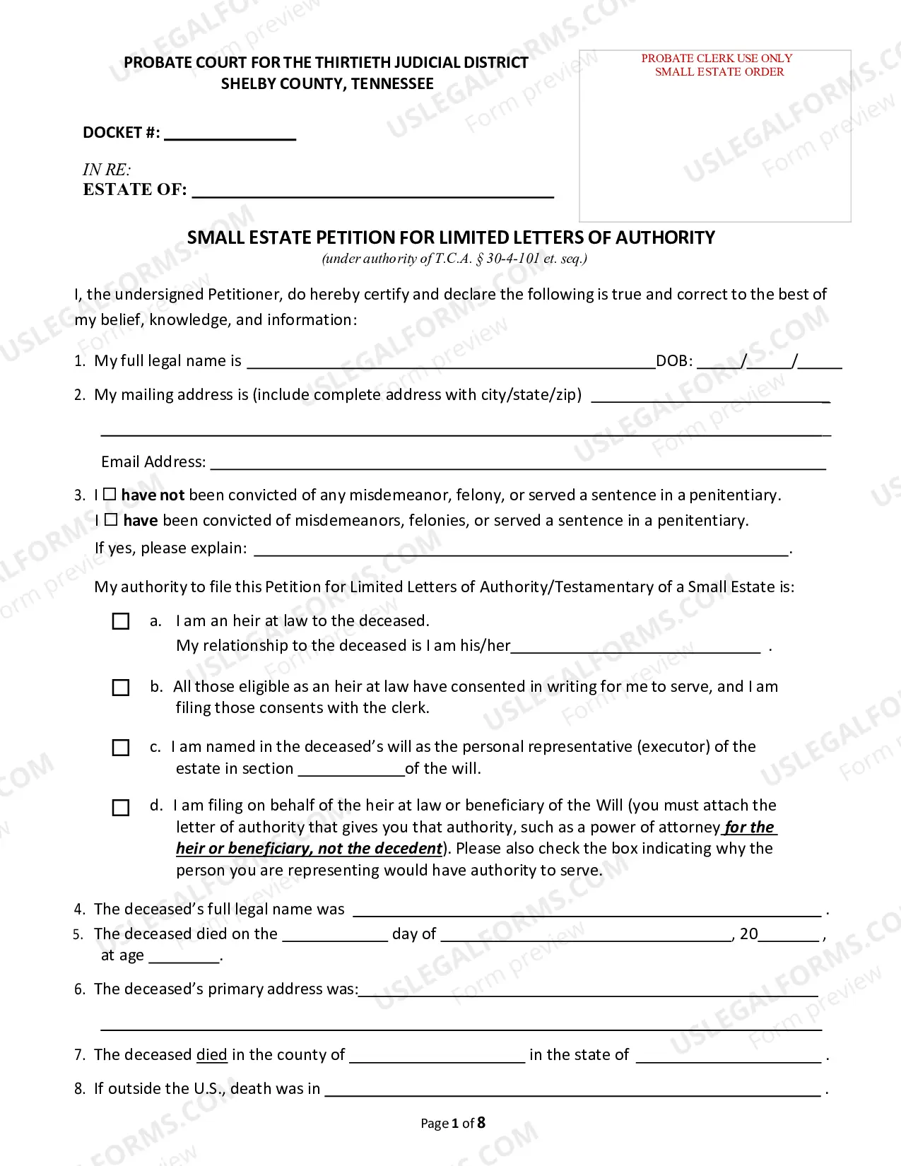 Preview Small Estate Affidavit
