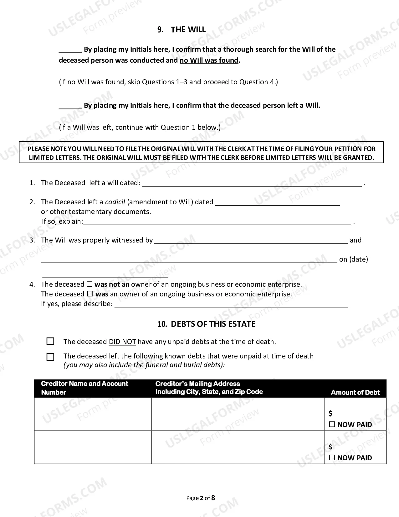 Preview Small Estate Affidavit