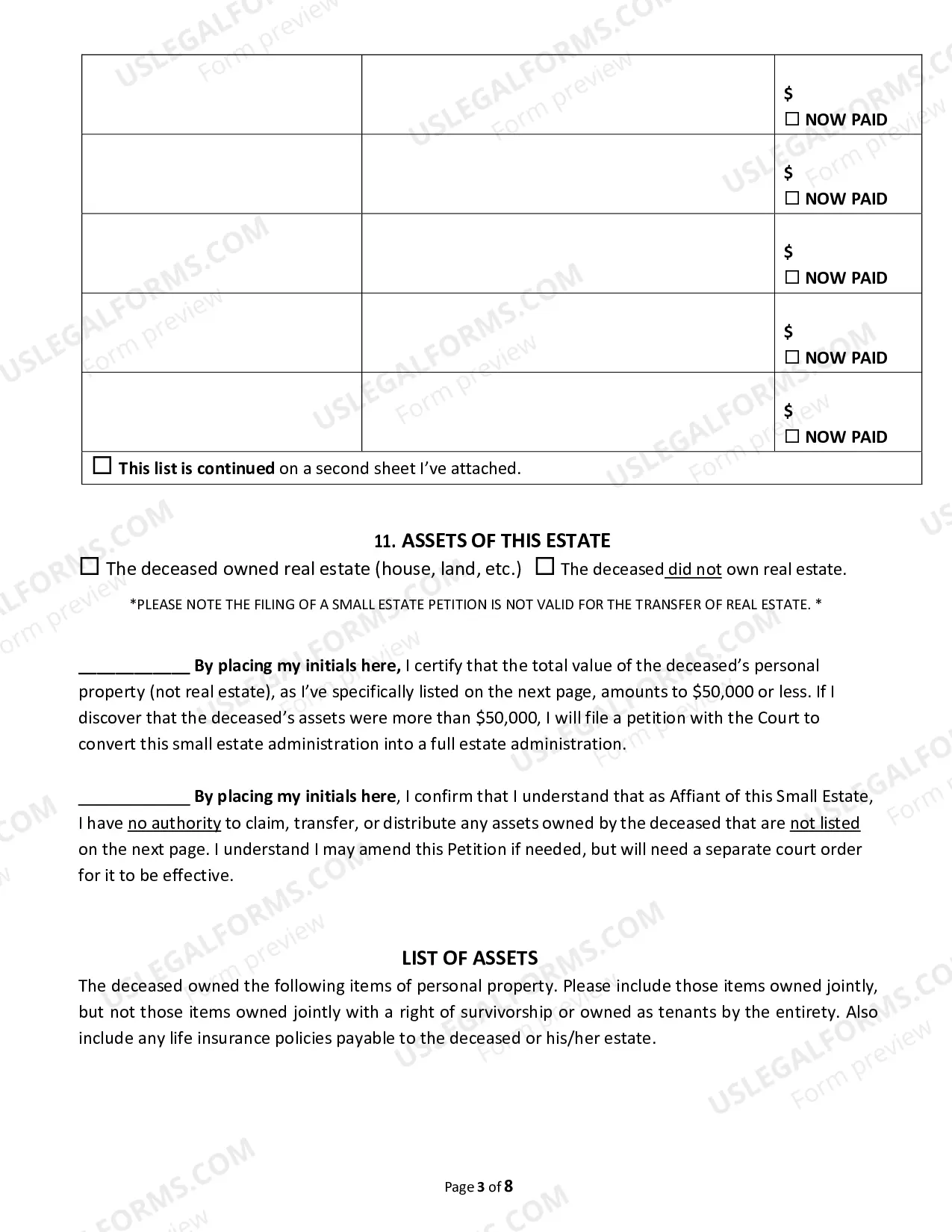 Preview Small Estate Affidavit