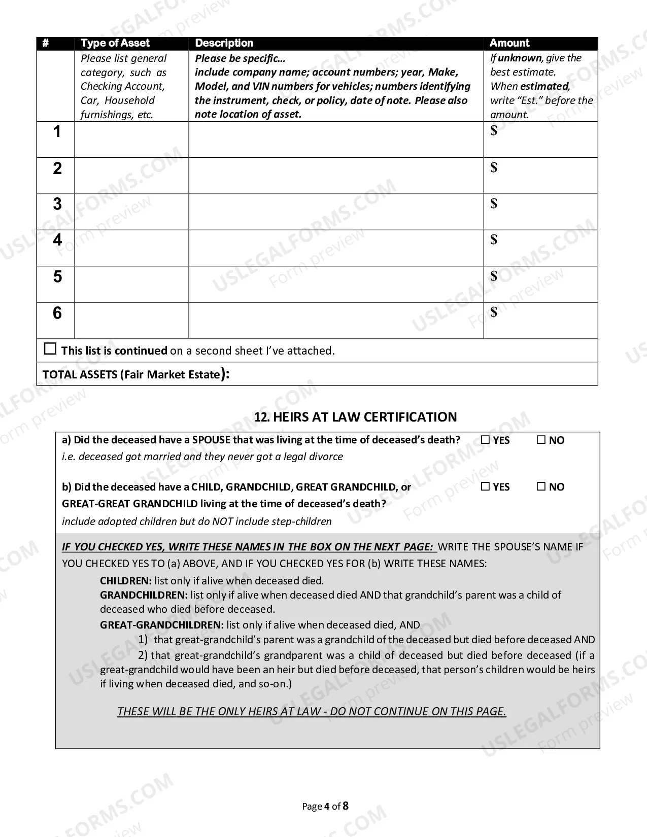 Preview Small Estate Affidavit
