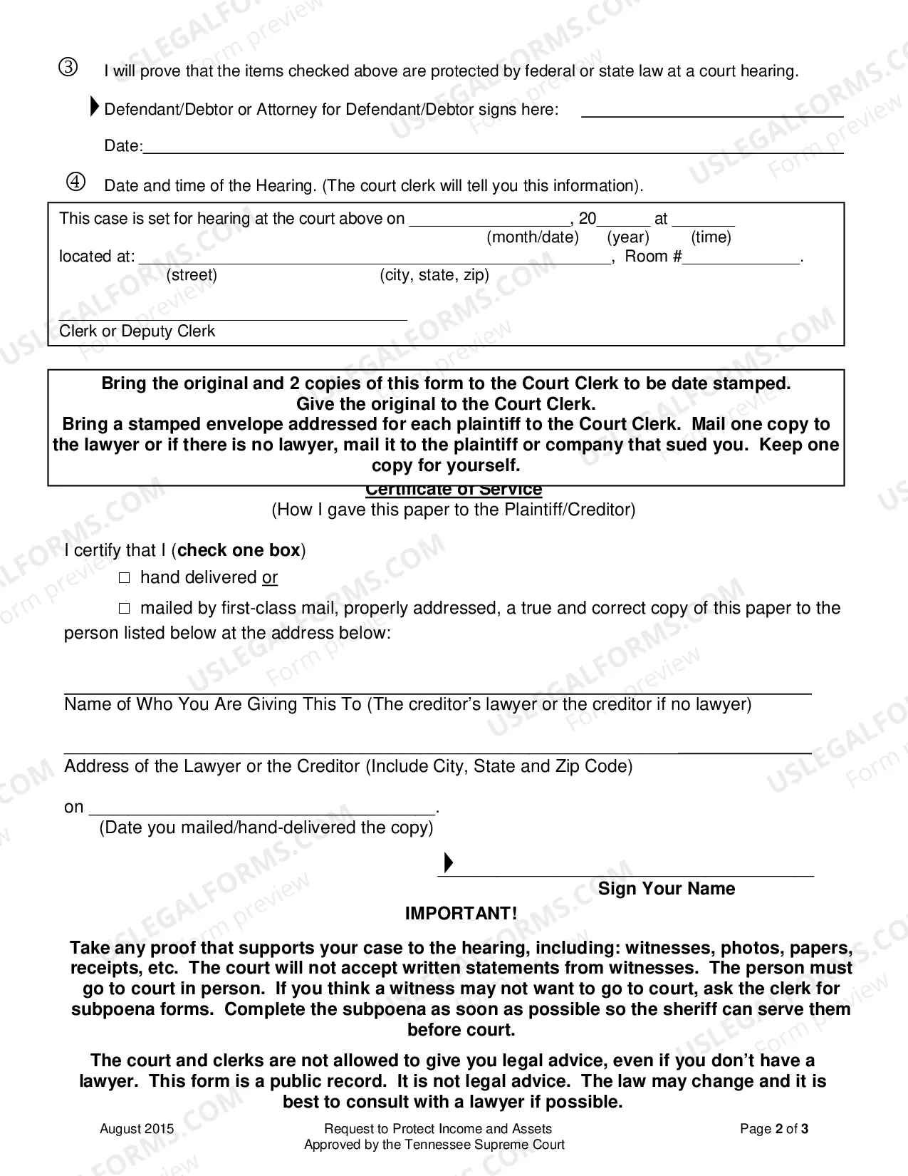 Preview Motion/Quash & Claim Exemptions