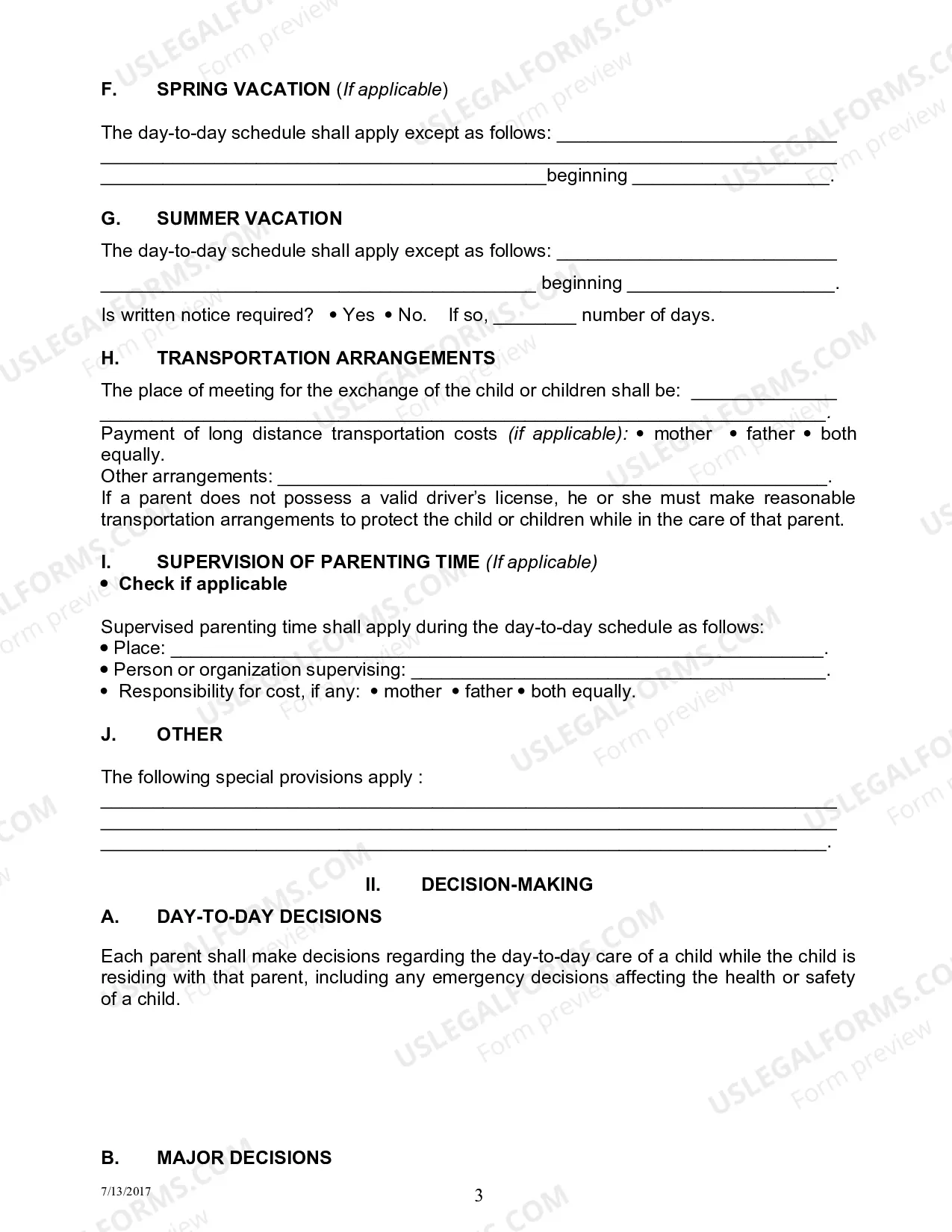 Preview Permanent Parenting Plan