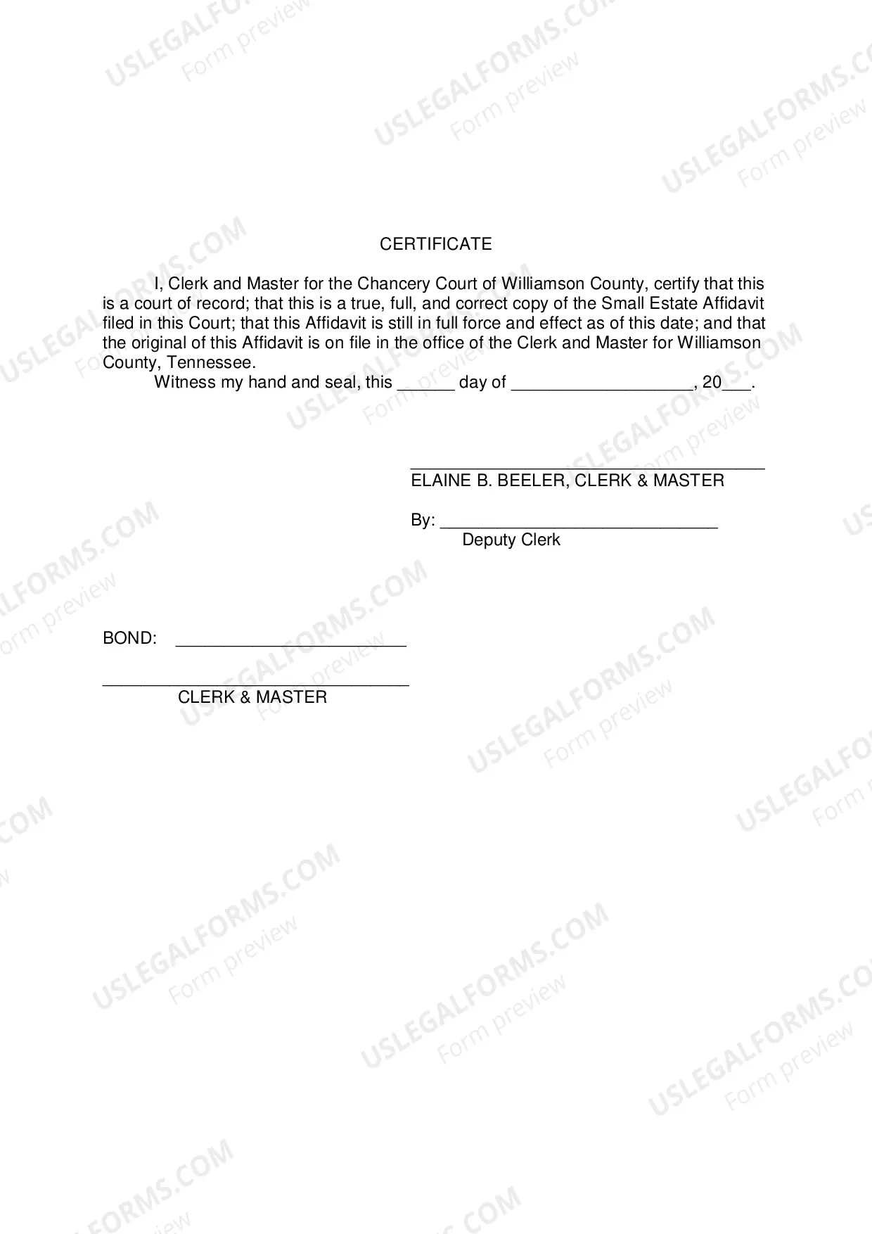 Preview Small Estate Affidavit
