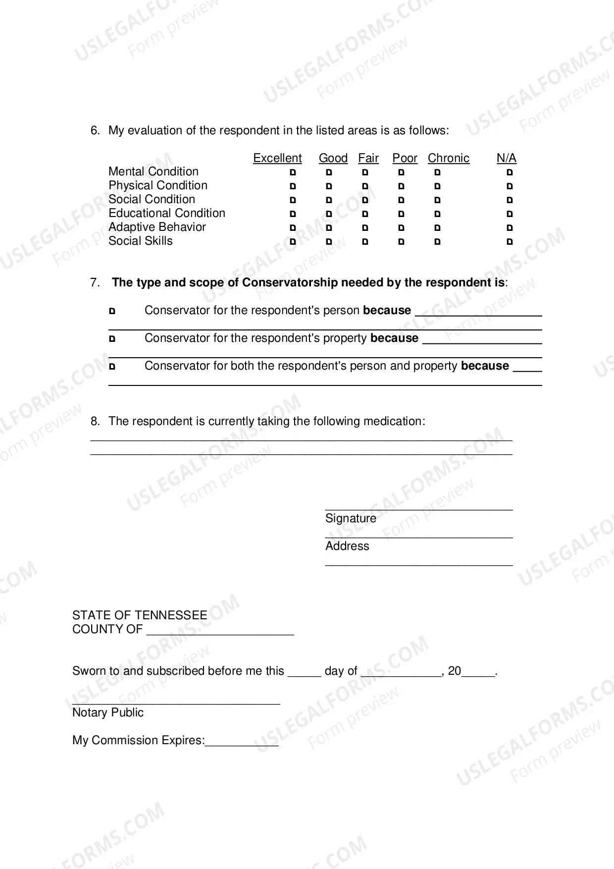 Preview Conservator Doctor Affidavit