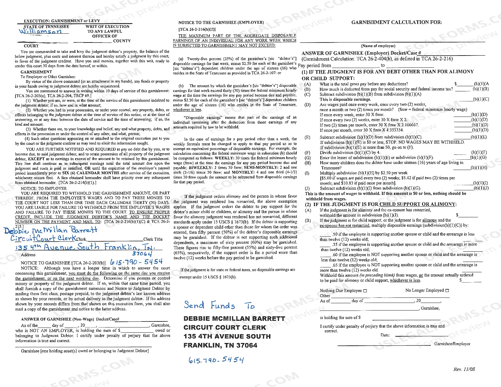 Preview General Sessions Garnishment-Execution
