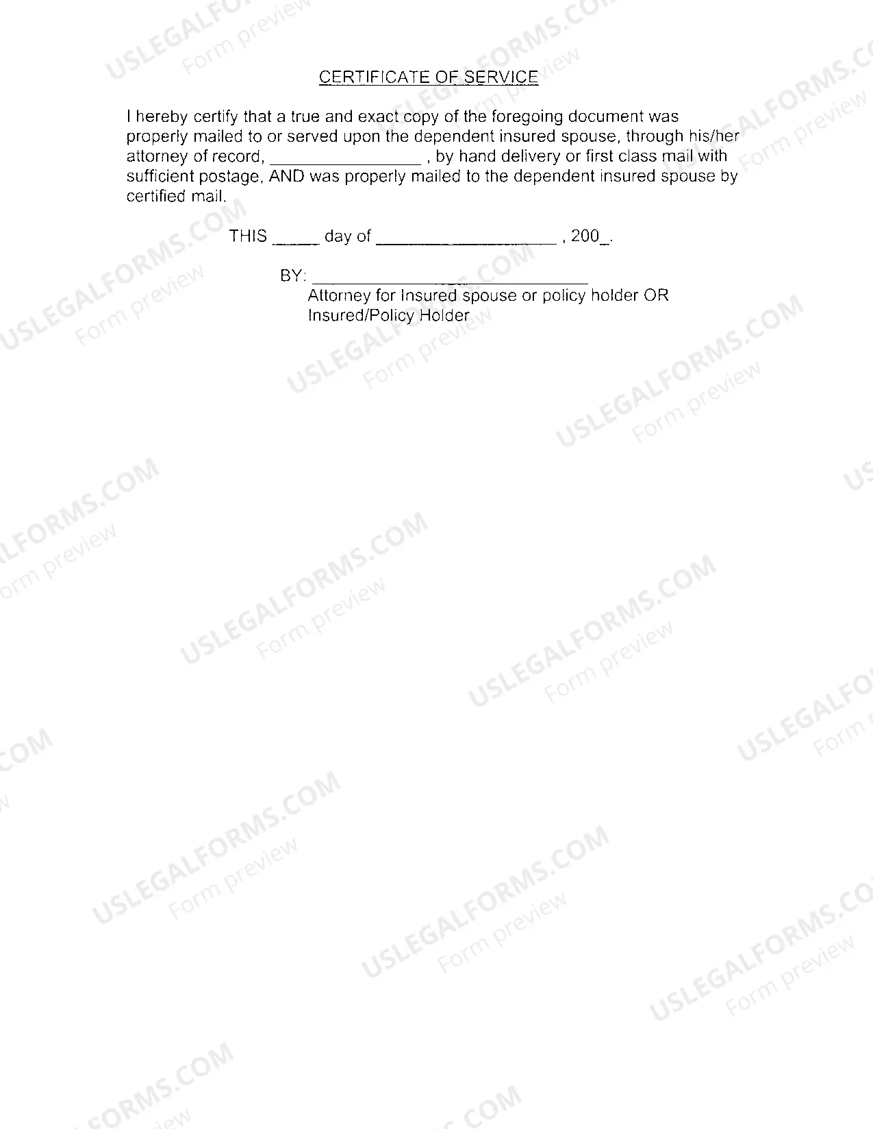 Preview Insurance Coverage Forms (Divorces)
