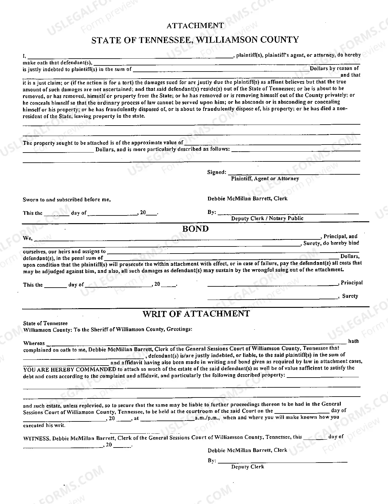 Preview Writ of Attachment