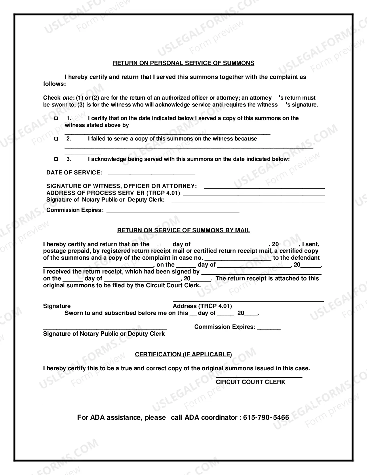 Preview Civil Summons - (Foreign Judgment)