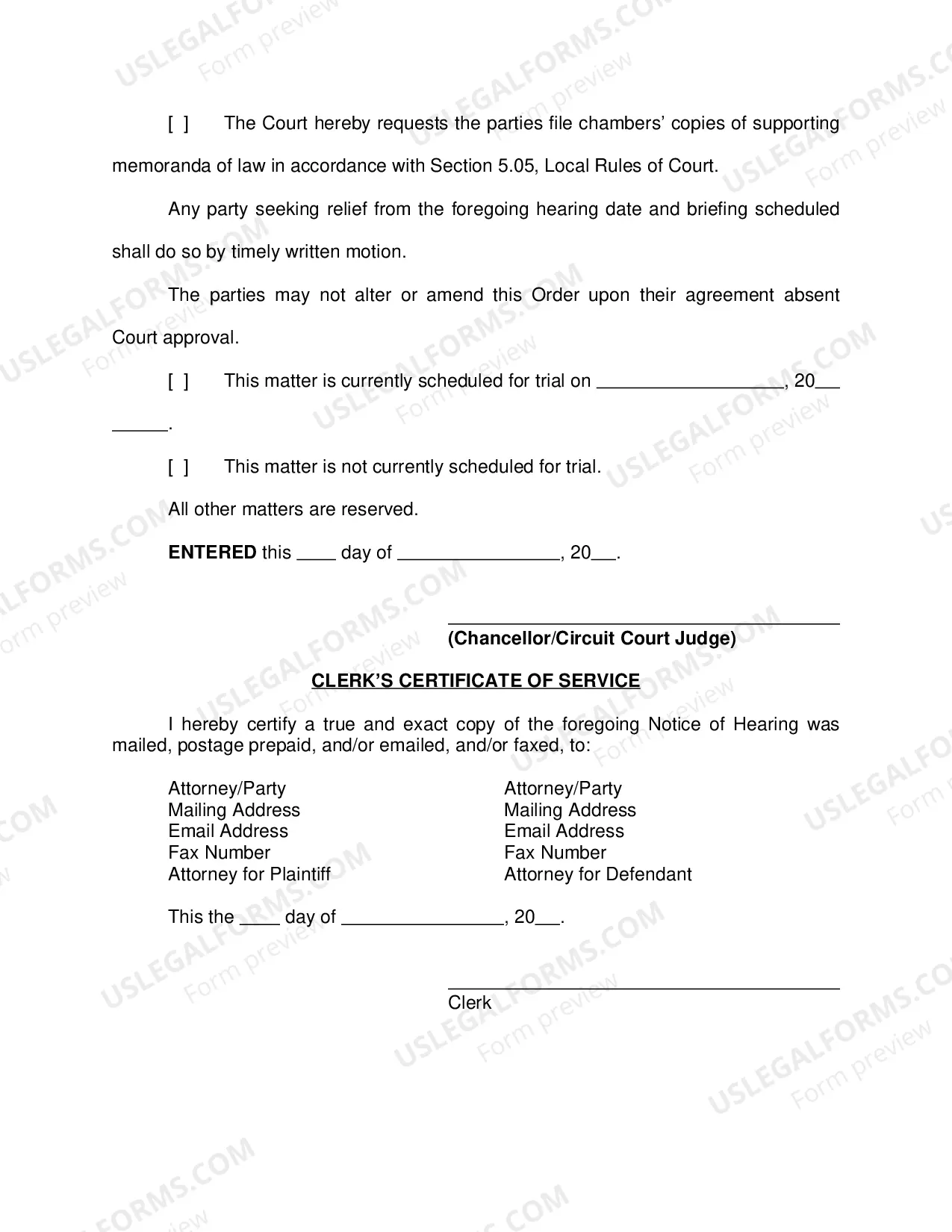 Preview Notice of Hearing Summary Judgment Motion