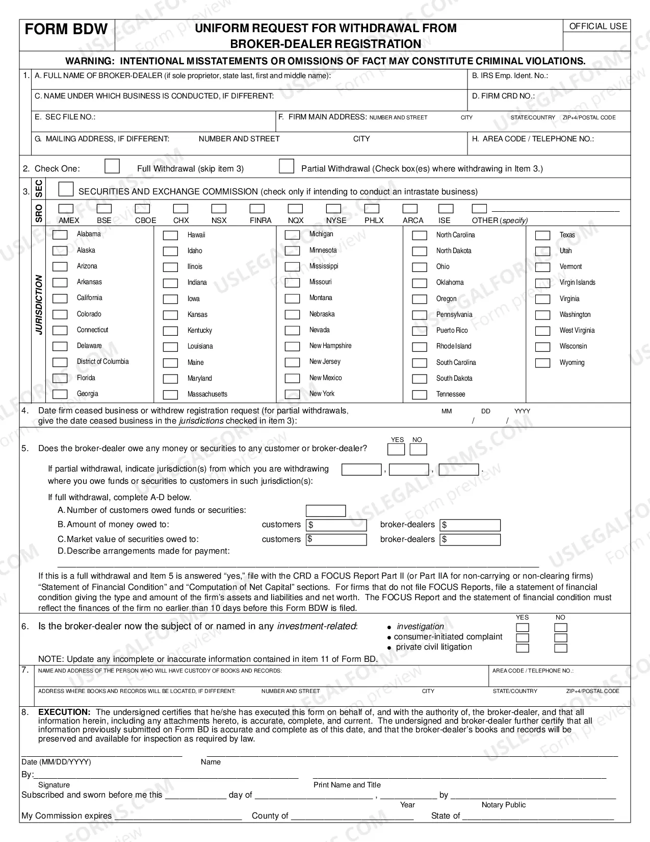Preview Broker-Dealer Withdrawal