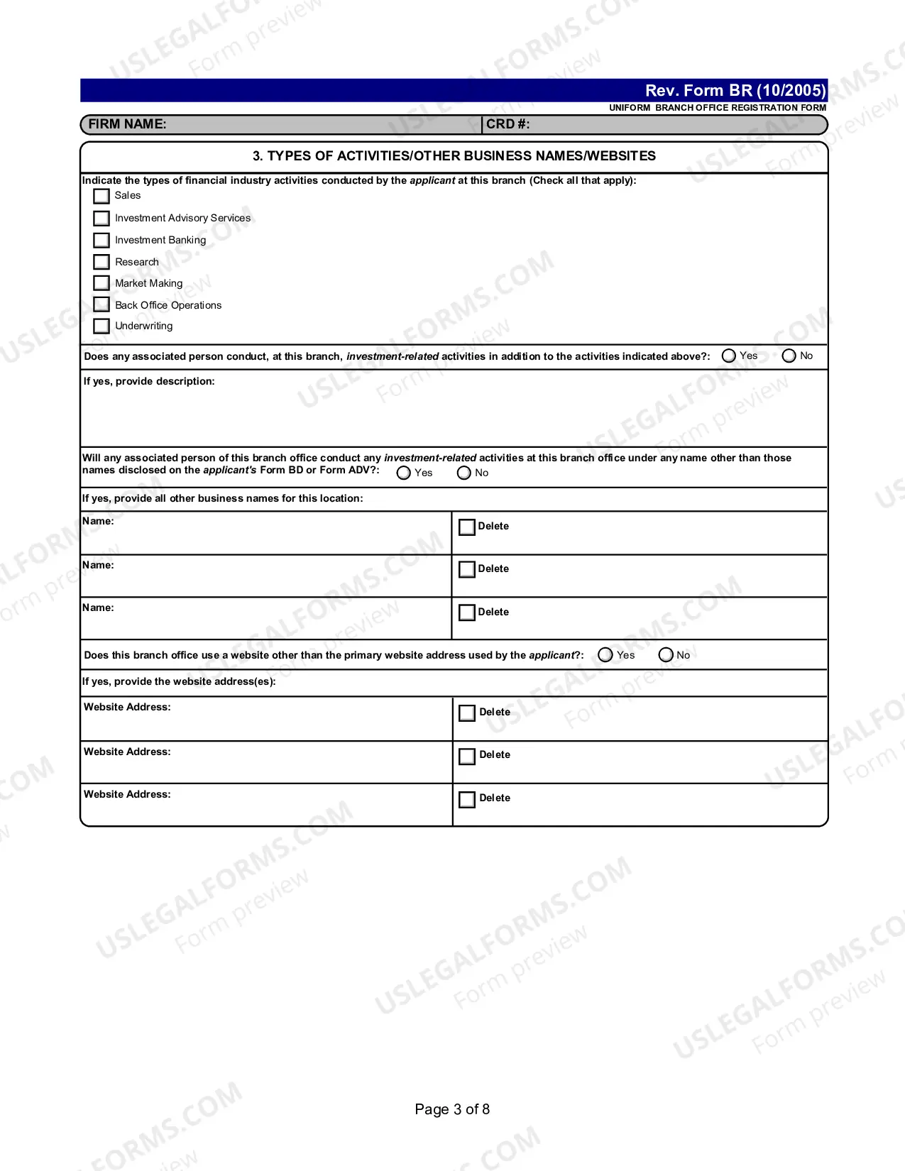 Preview Uniform Branch Office Registration Form
