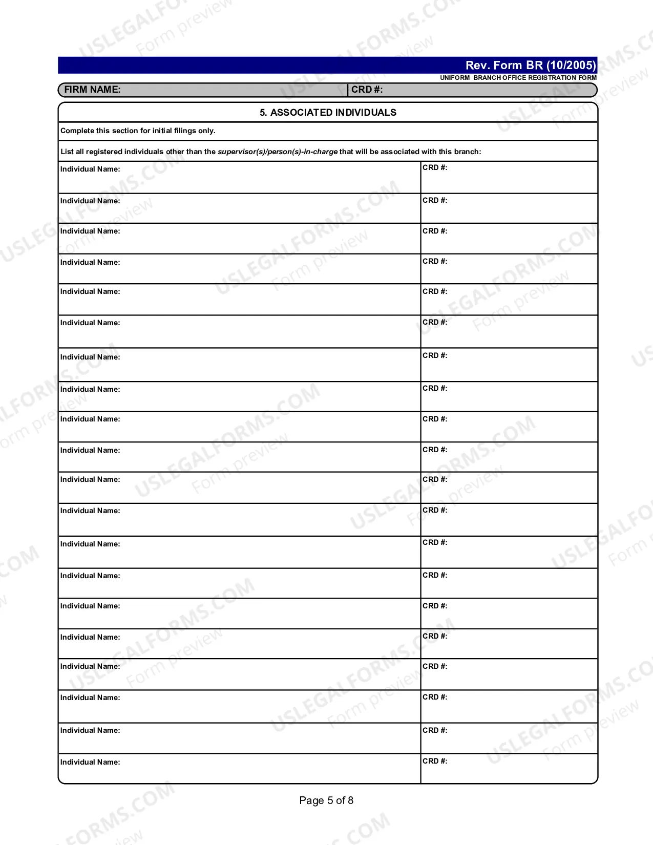 Preview Uniform Branch Office Registration Form