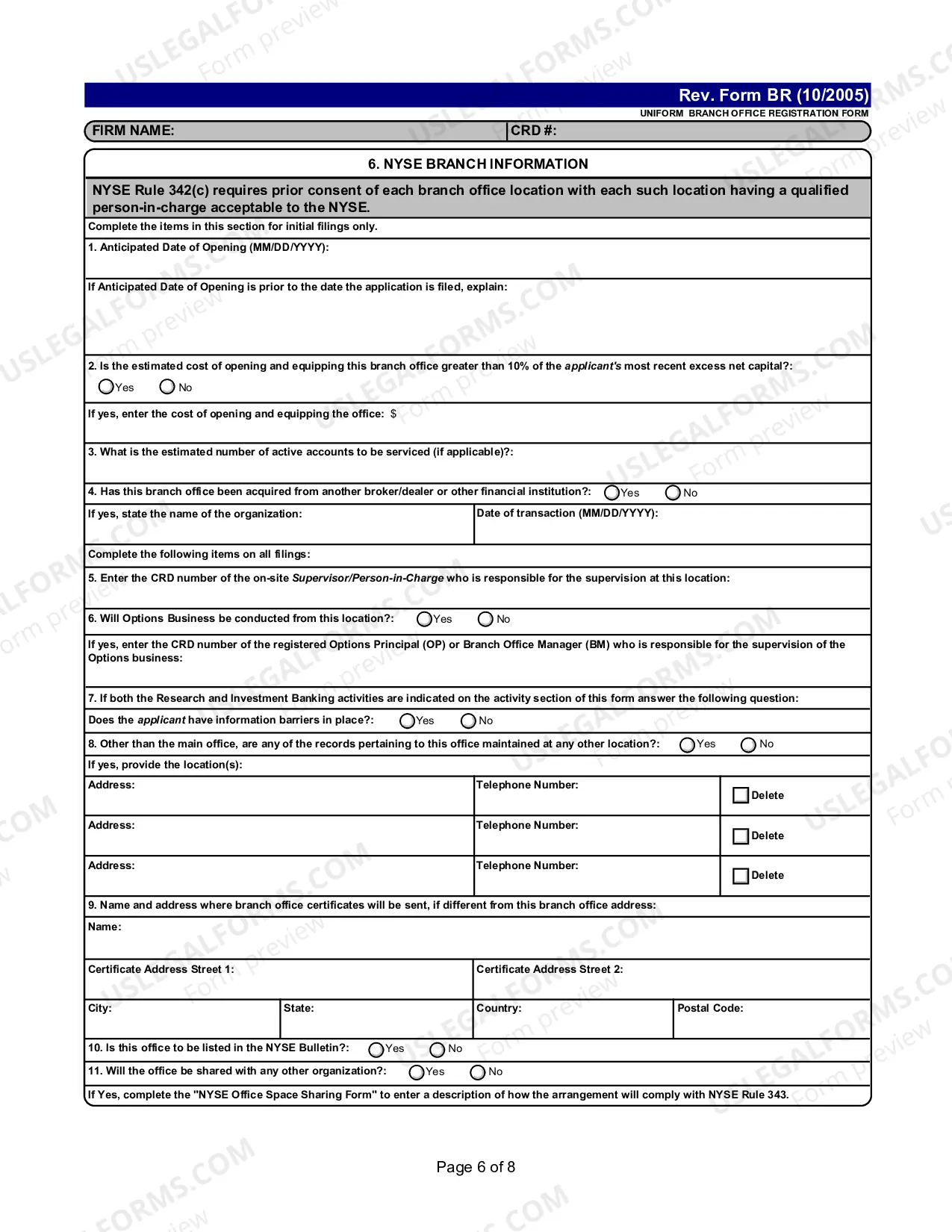 Preview Uniform Branch Office Registration Form