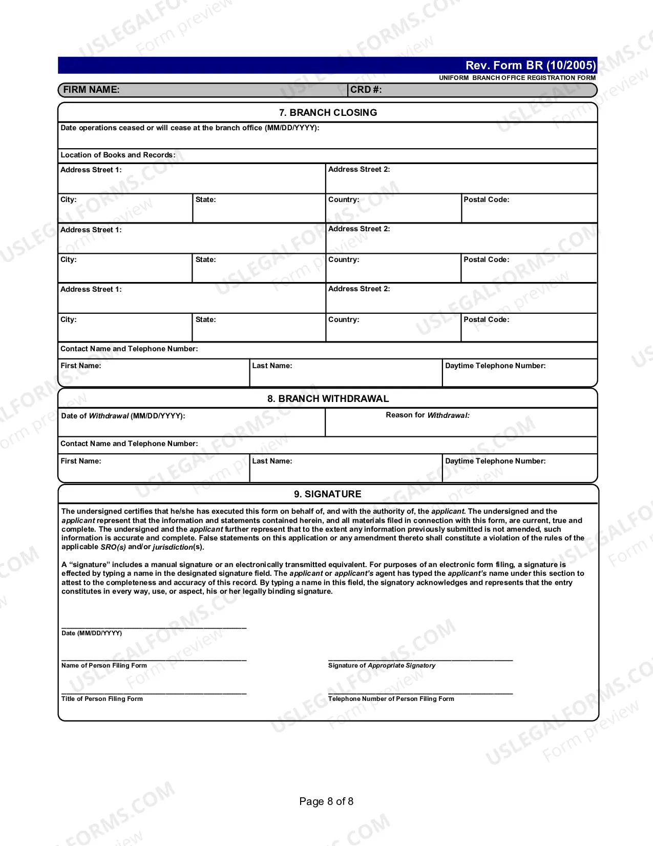 Preview Uniform Branch Office Registration Form