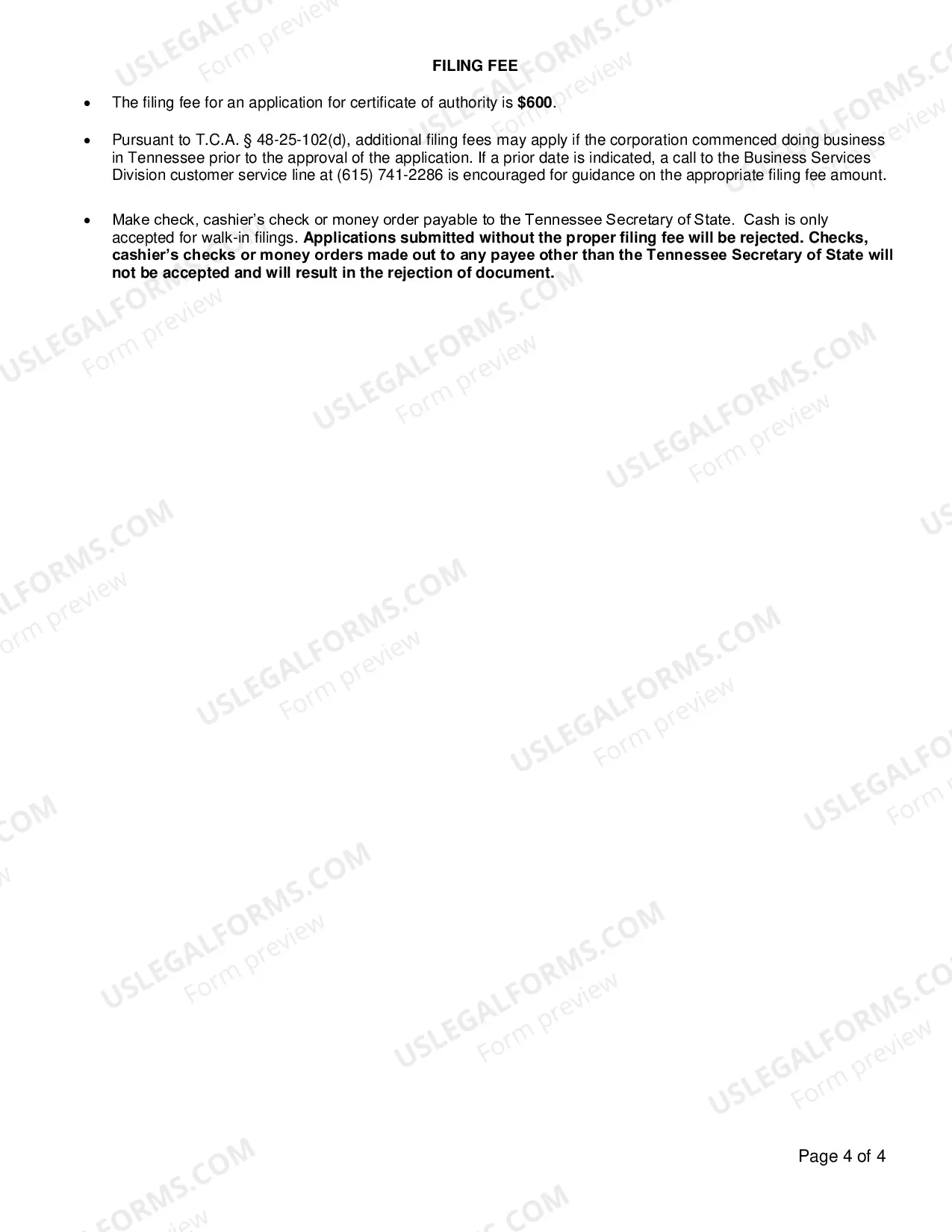 Preview Application for Certificate of Authority