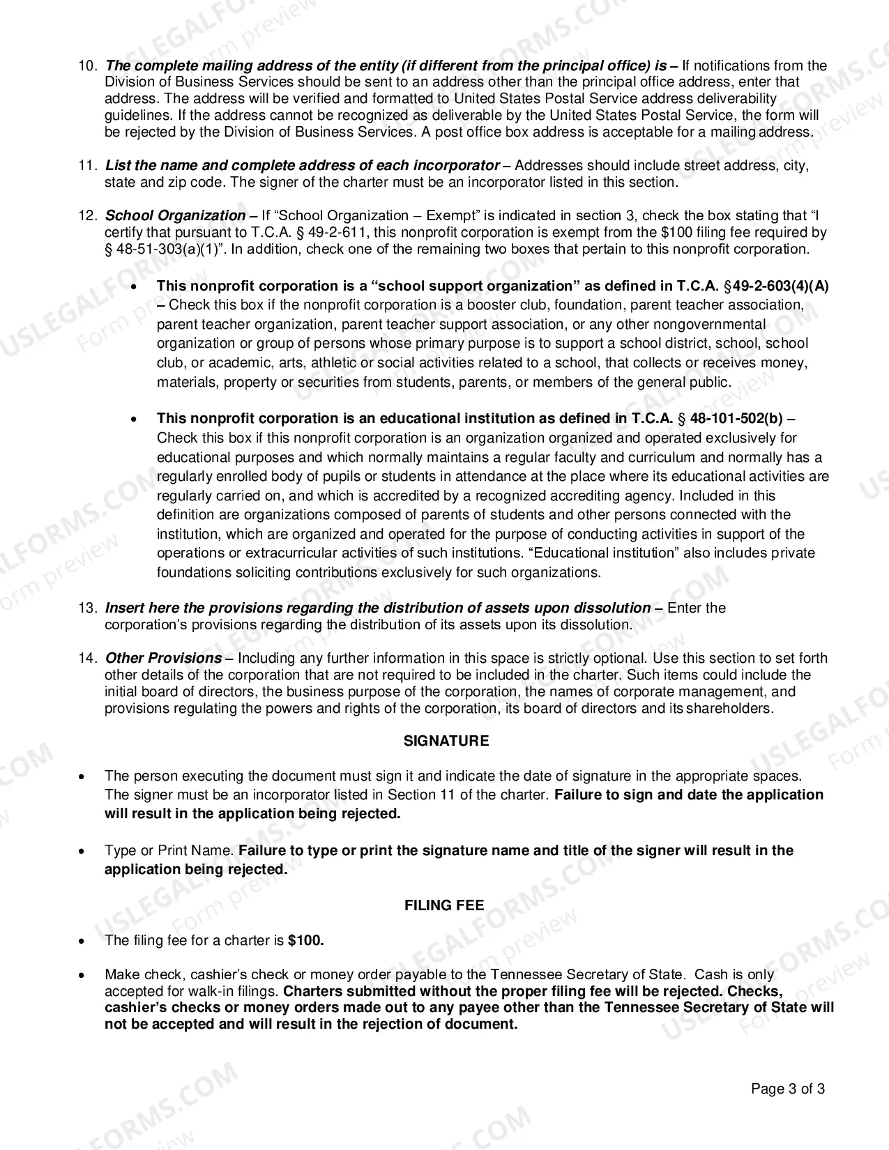 Preview Charter (Nonprofit Corporation)