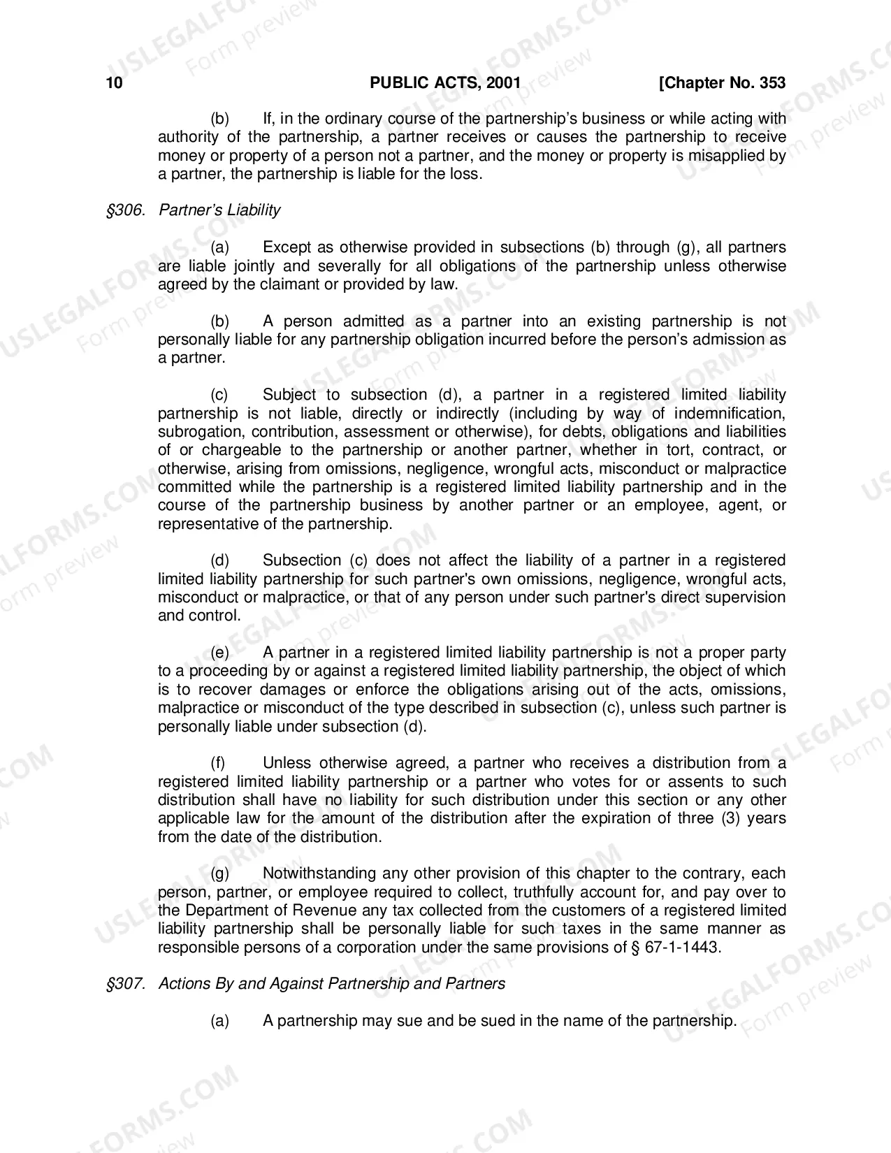 Preview Revised Uniform Partnership Act of 2001