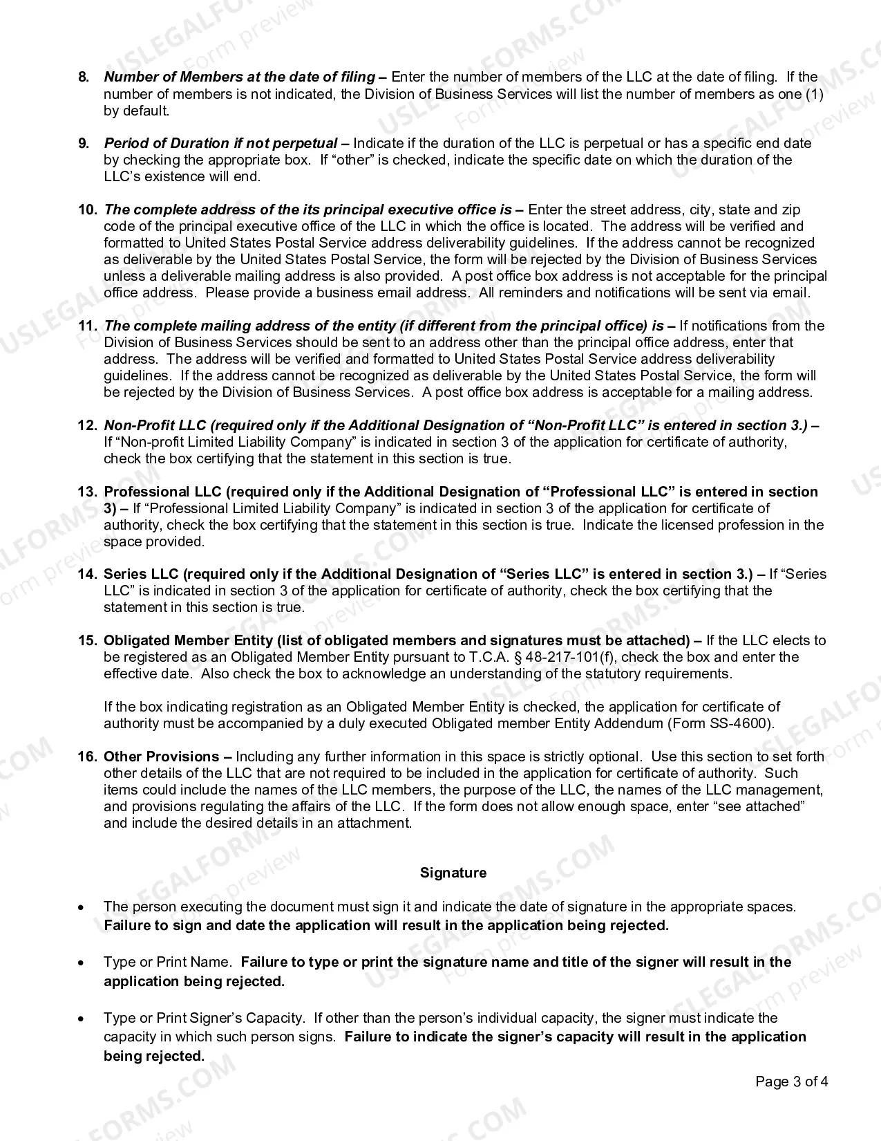Preview Application for Certificate of Authority