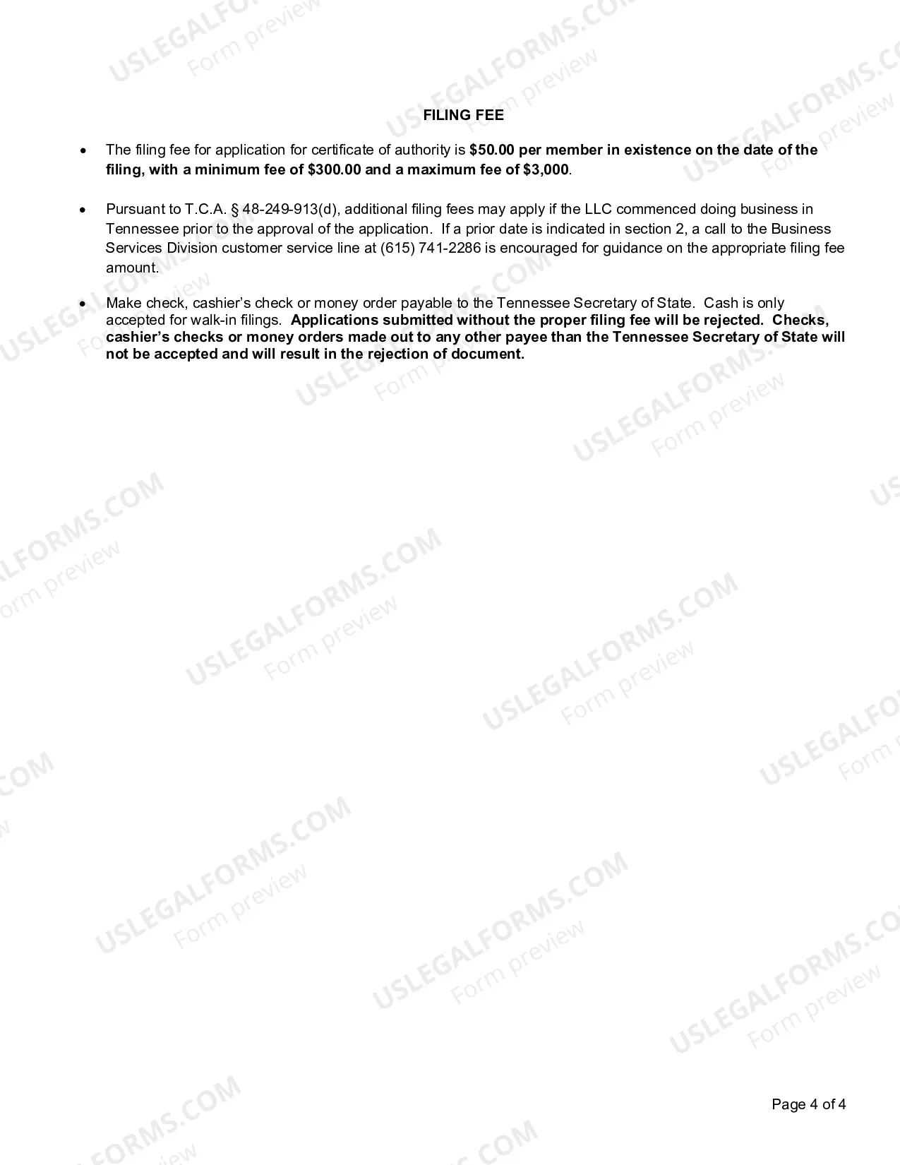 Preview Application for Certificate of Authority