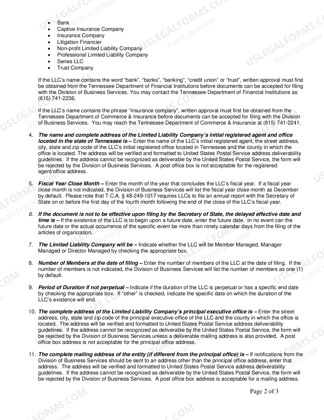 Preview Articles of Organization