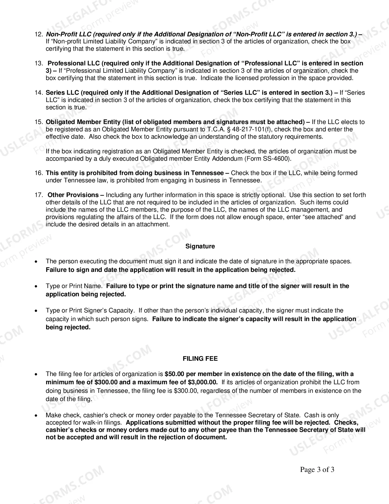 Preview Articles of Organization