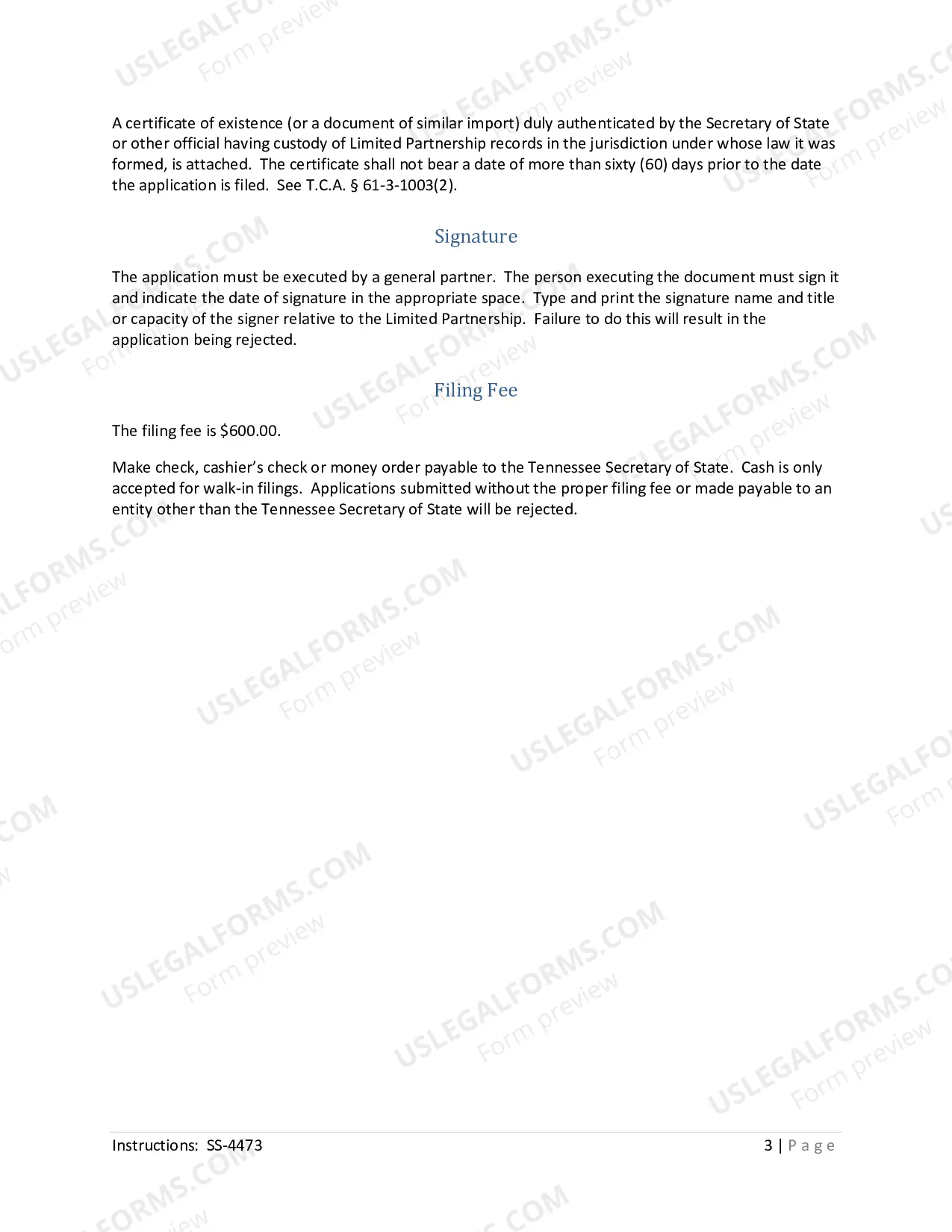 Preview Application for Registration of Foreign Limited Partnership