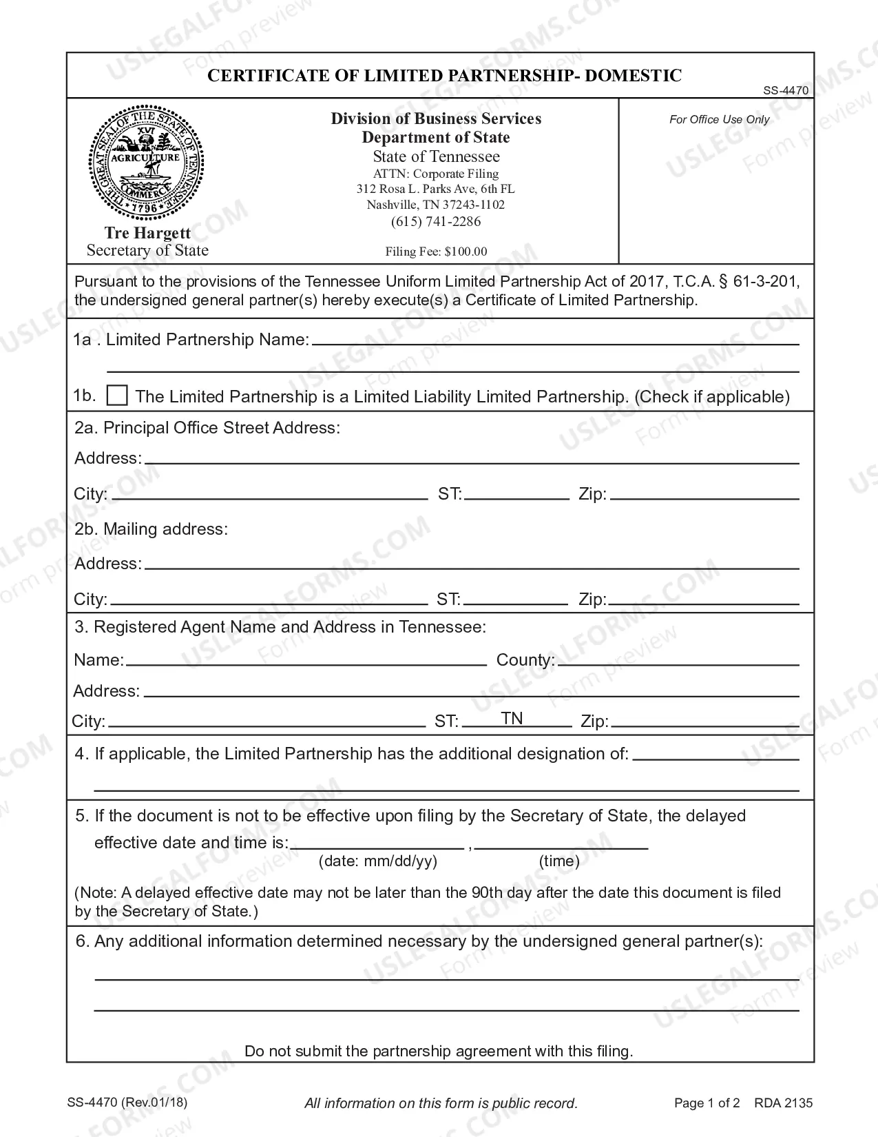 Preview Limited Partnership Certificate