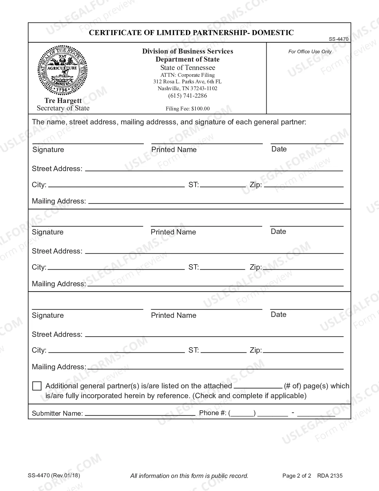 Preview Limited Partnership Certificate
