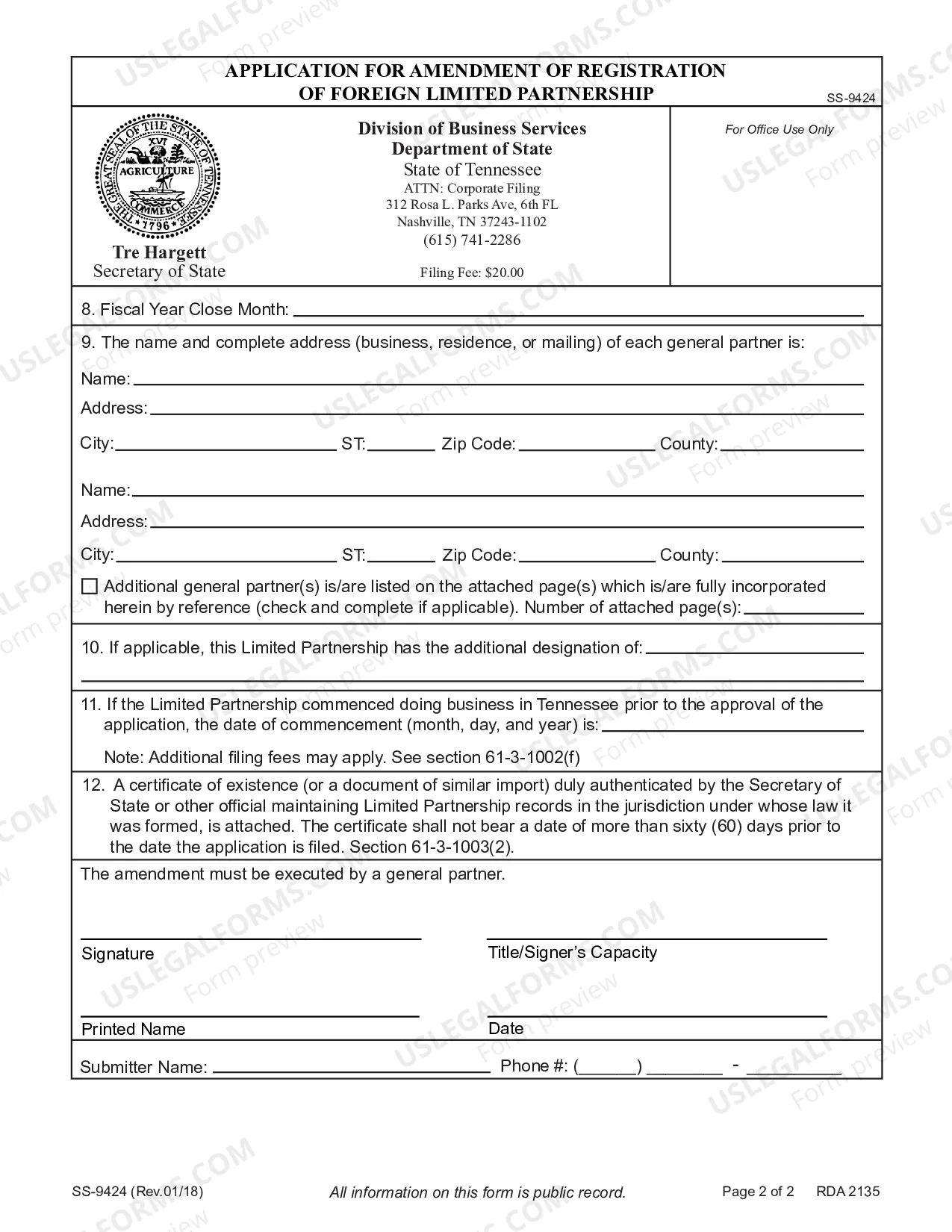 Preview Application for Amendment of Registration of Foreign Limited Partnership