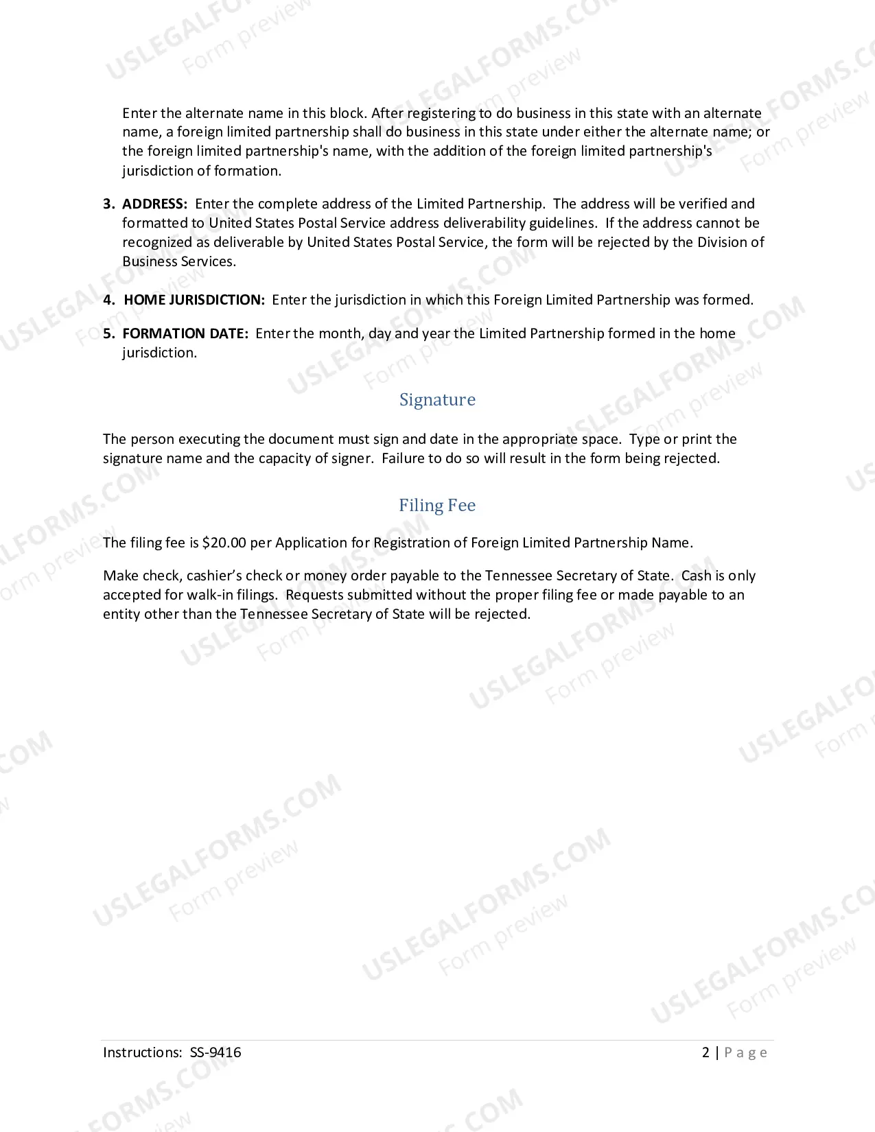 Preview Application for Registration of Foreign Limited Partnership Name