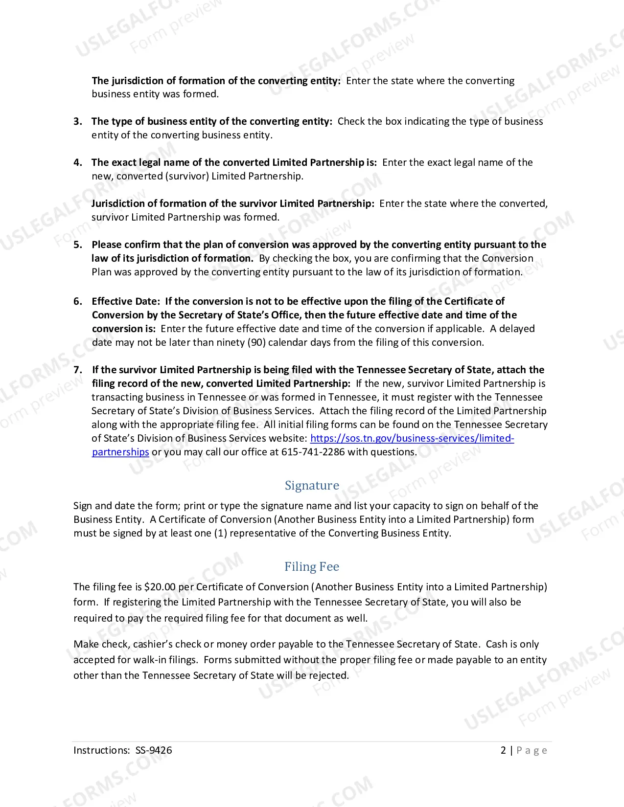 Preview Certificate of Conversion (Another Business Entity into a Limited Partnership)