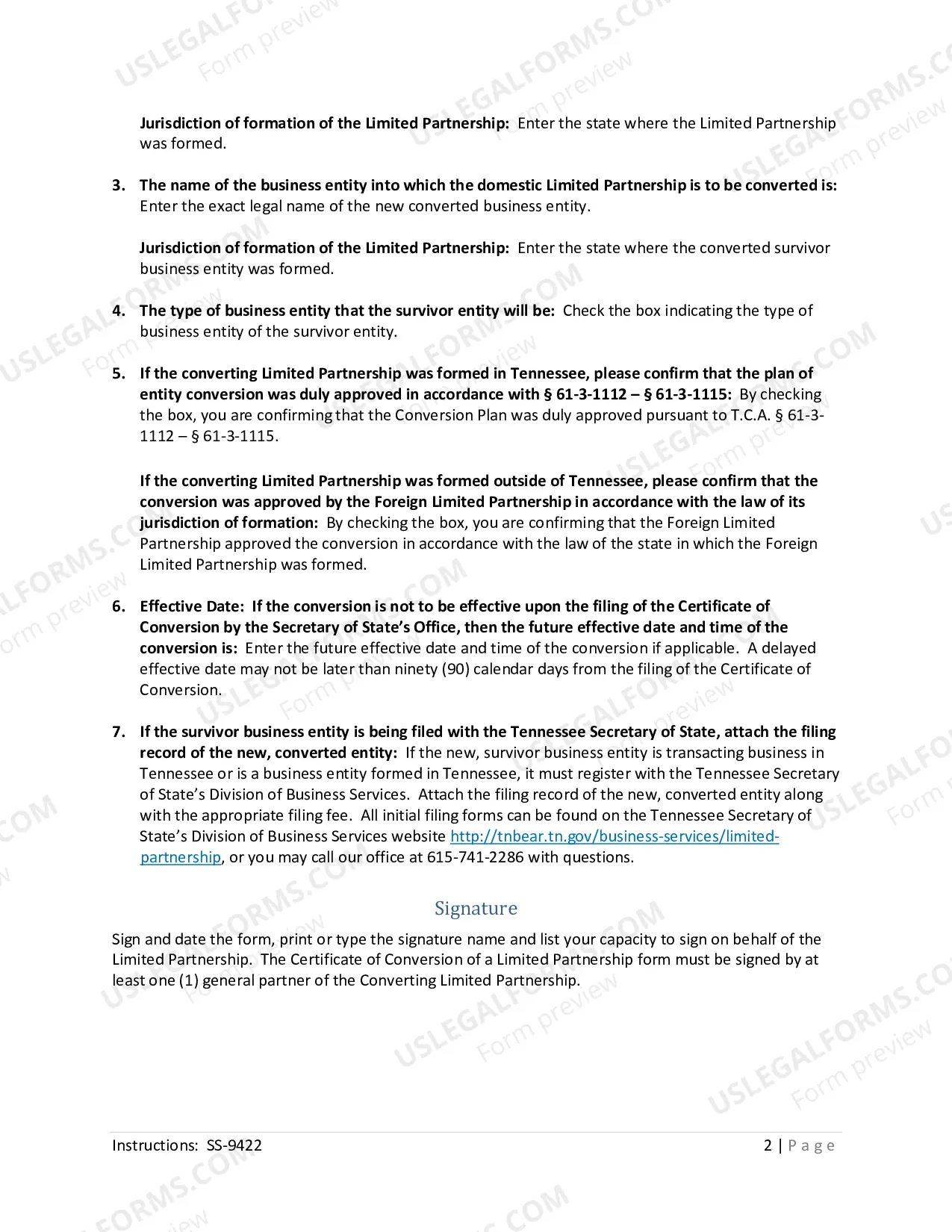 Preview Certificate of Conversion (Limited Partnership into another Business Entity)
