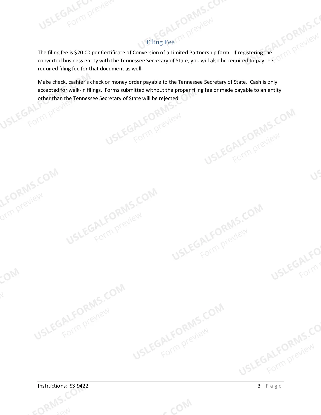 Preview Certificate of Conversion (Limited Partnership into another Business Entity)