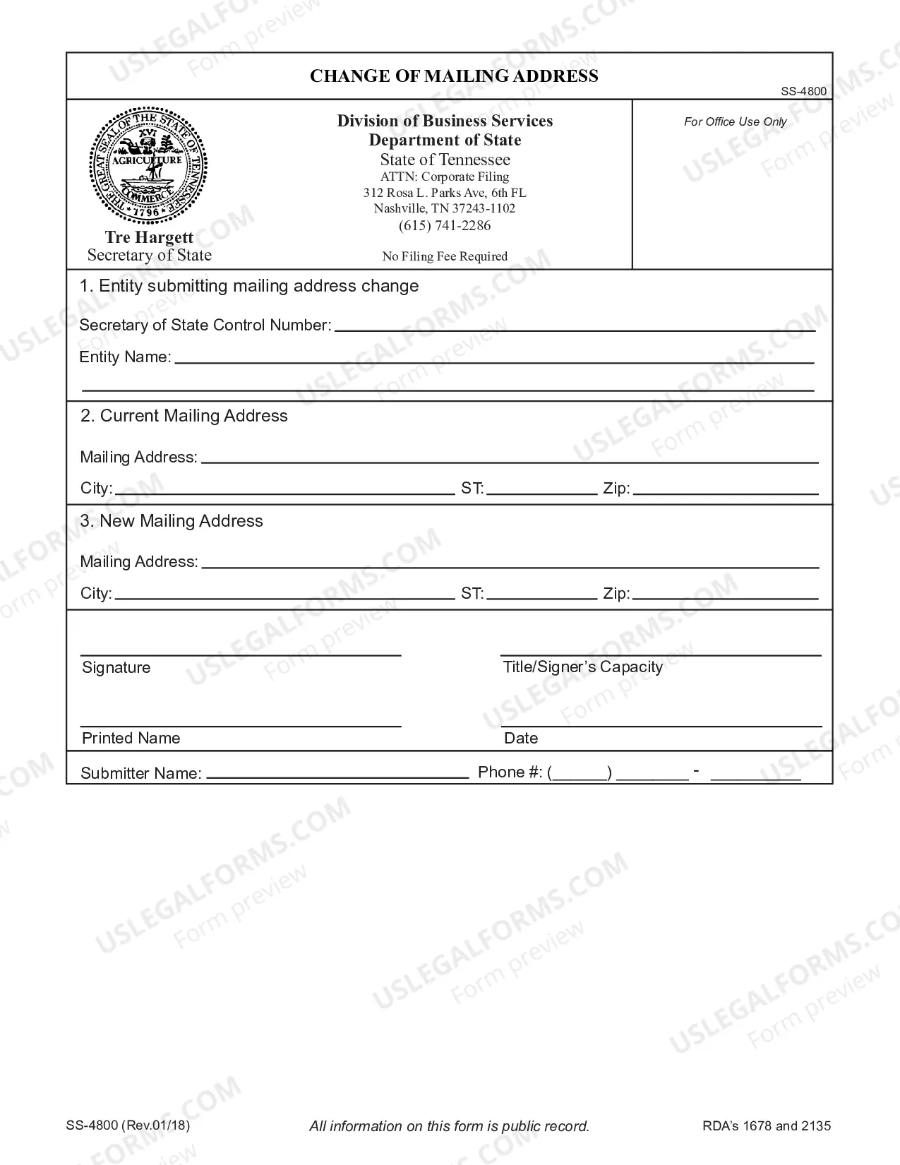 Preview Change of Mailing Address