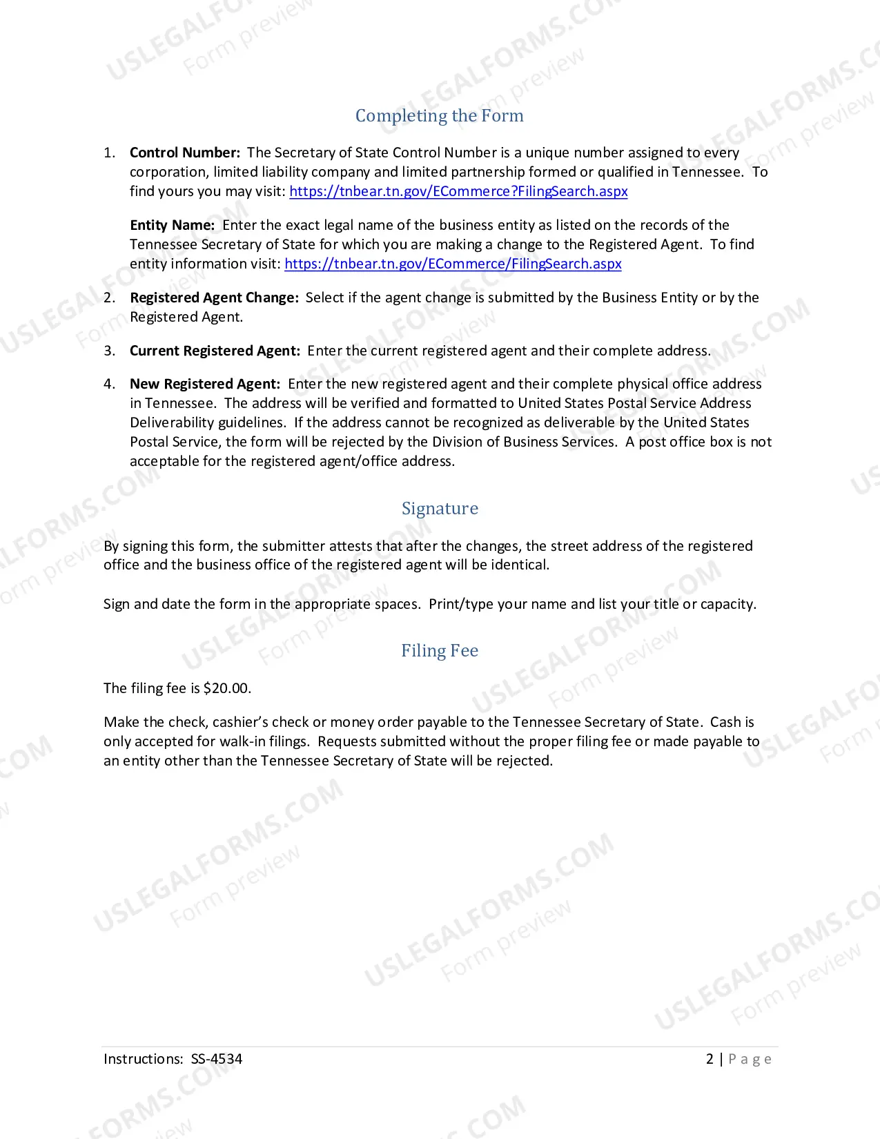 Preview Change of Registered Agent/Office
